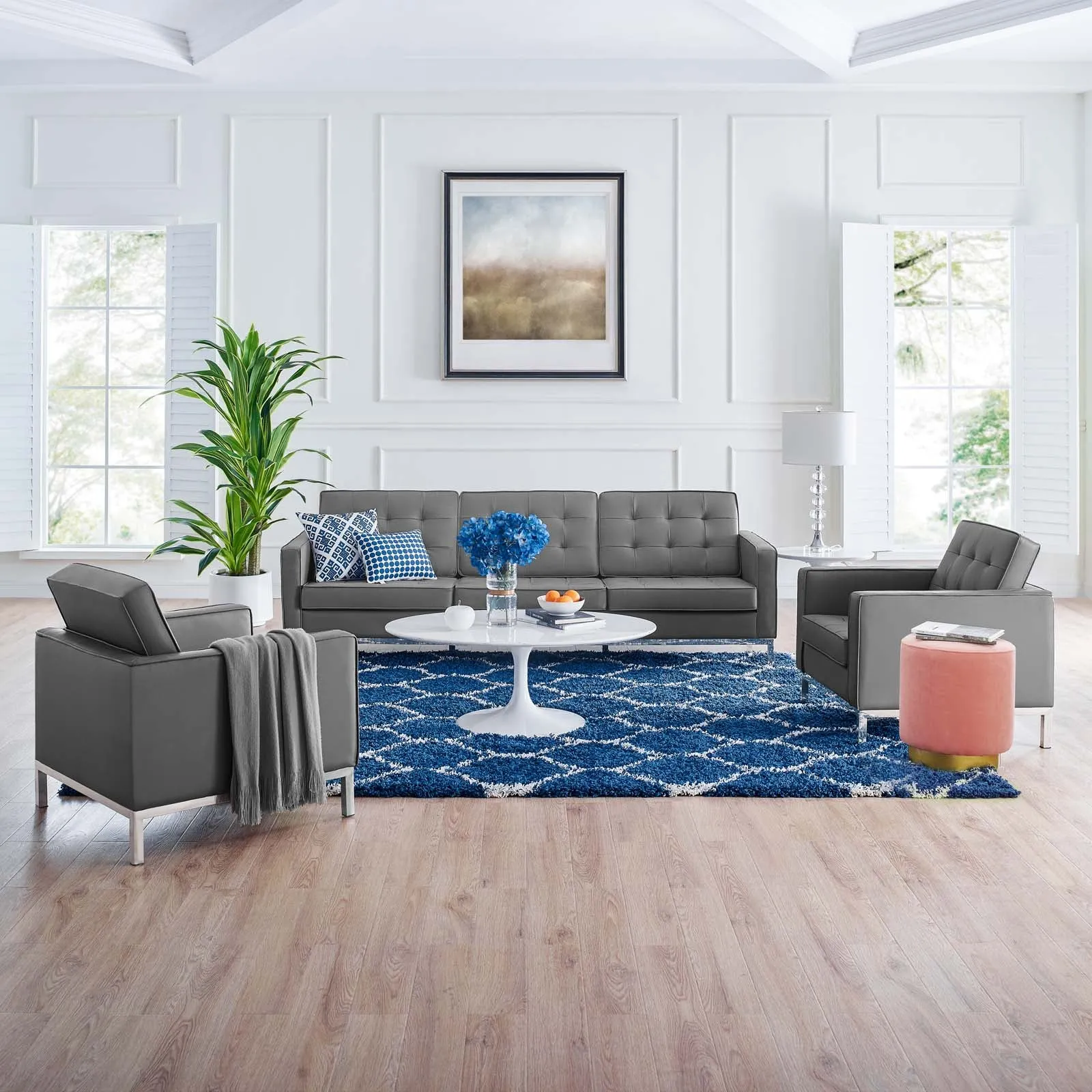 Loft Tufted Vegan Leather 3-Piece Furniture Set by Modway