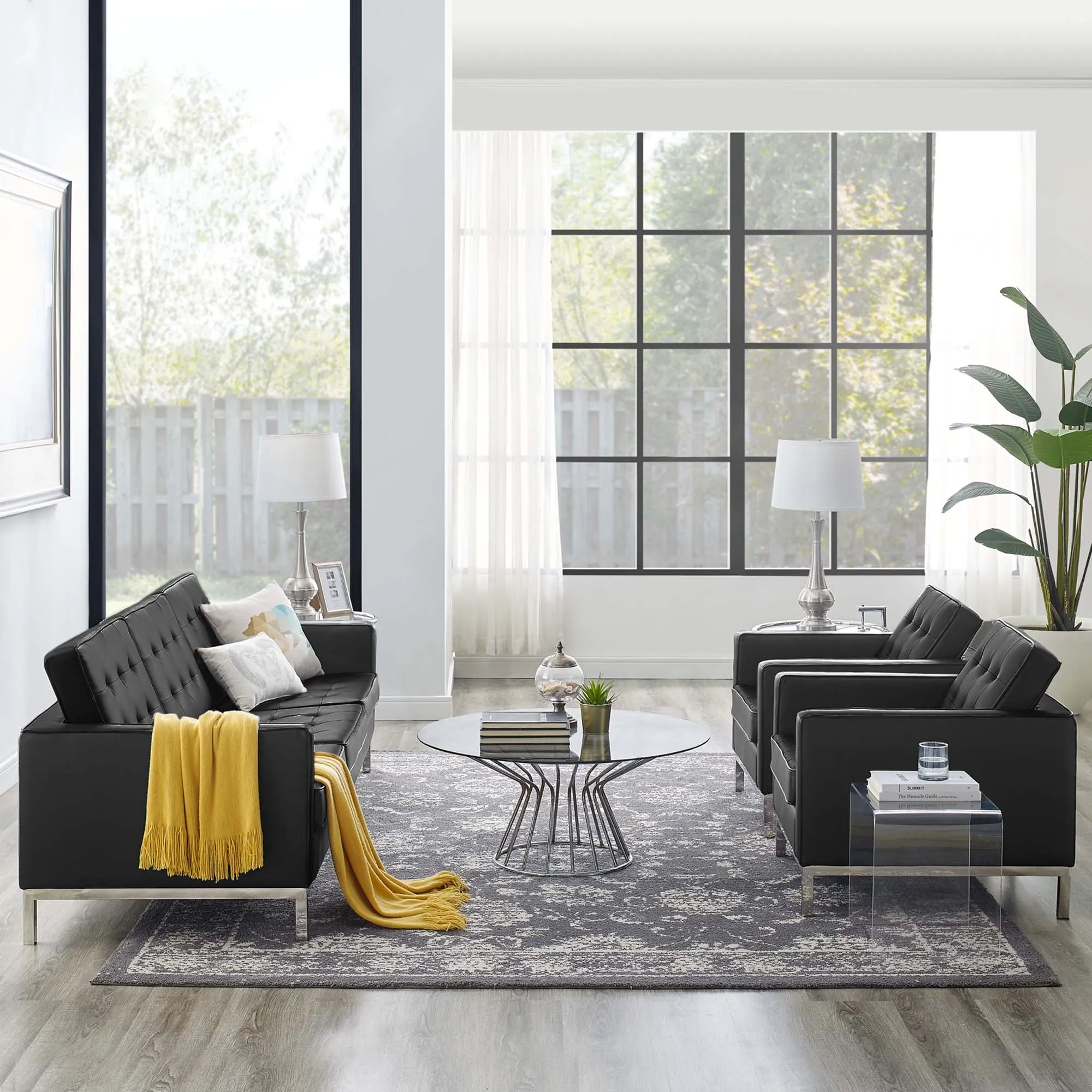 Loft Tufted Vegan Leather 3-Piece Furniture Set by Modway