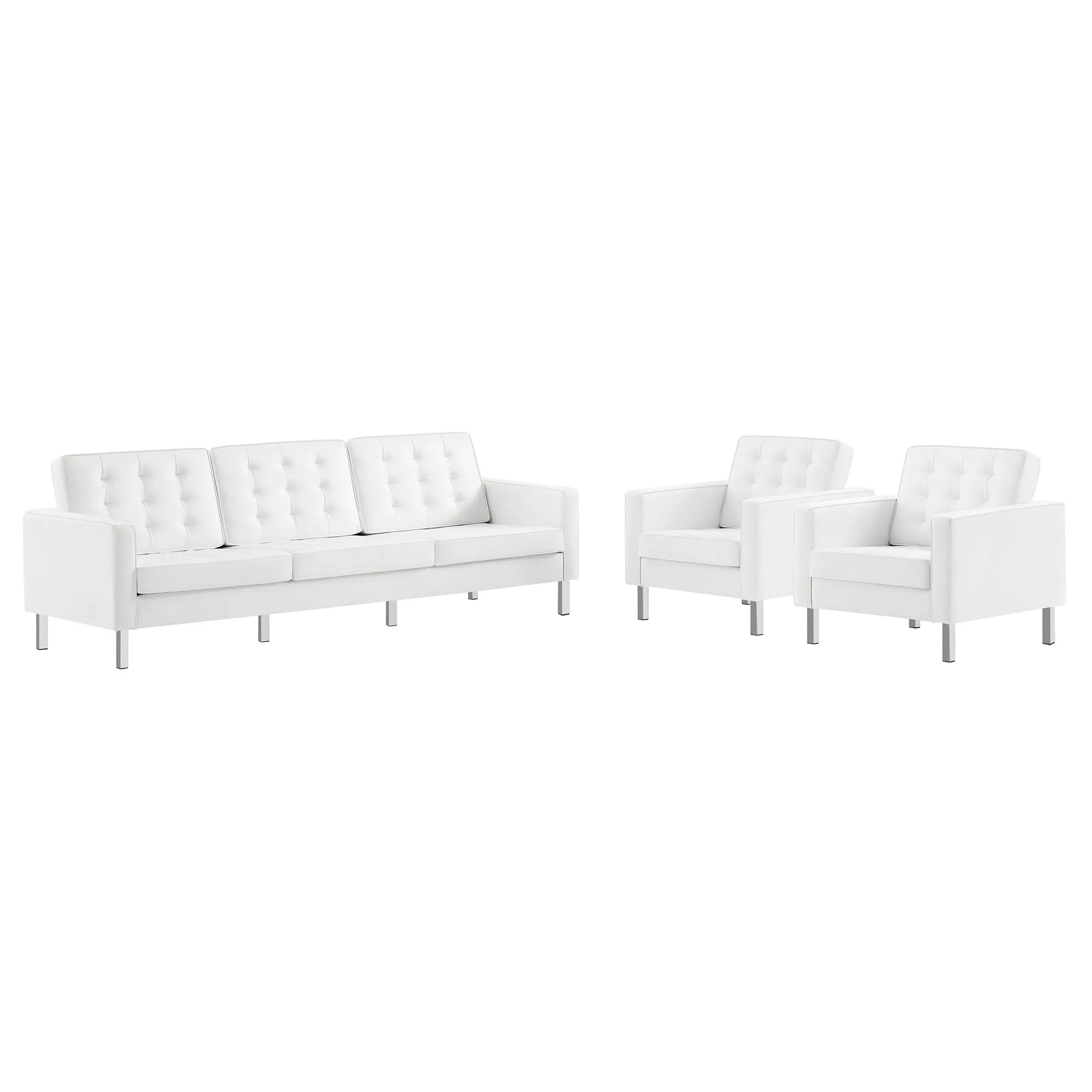 Loft Tufted Vegan Leather 3-Piece Furniture Set by Modway