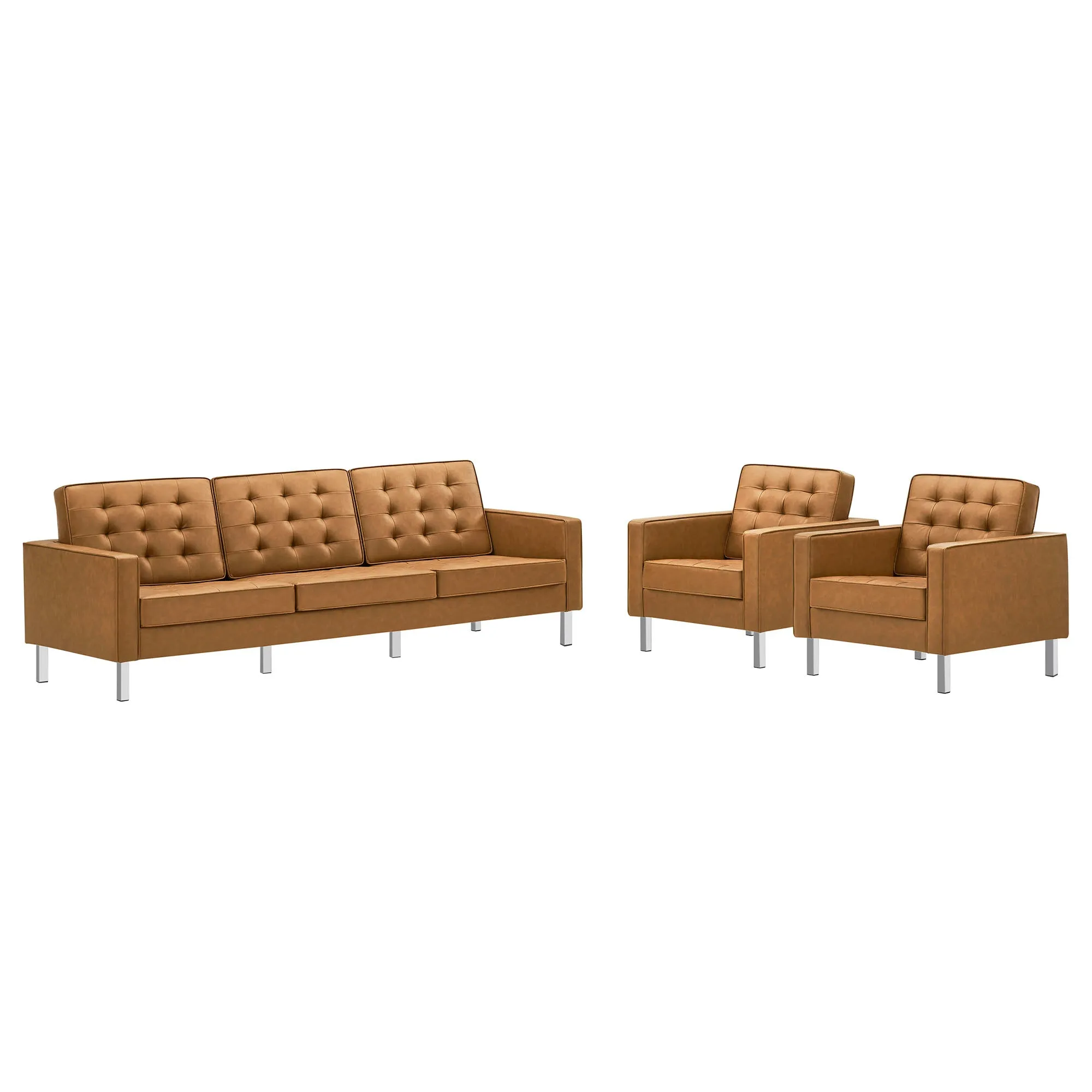 Loft Tufted Vegan Leather 3-Piece Furniture Set by Modway