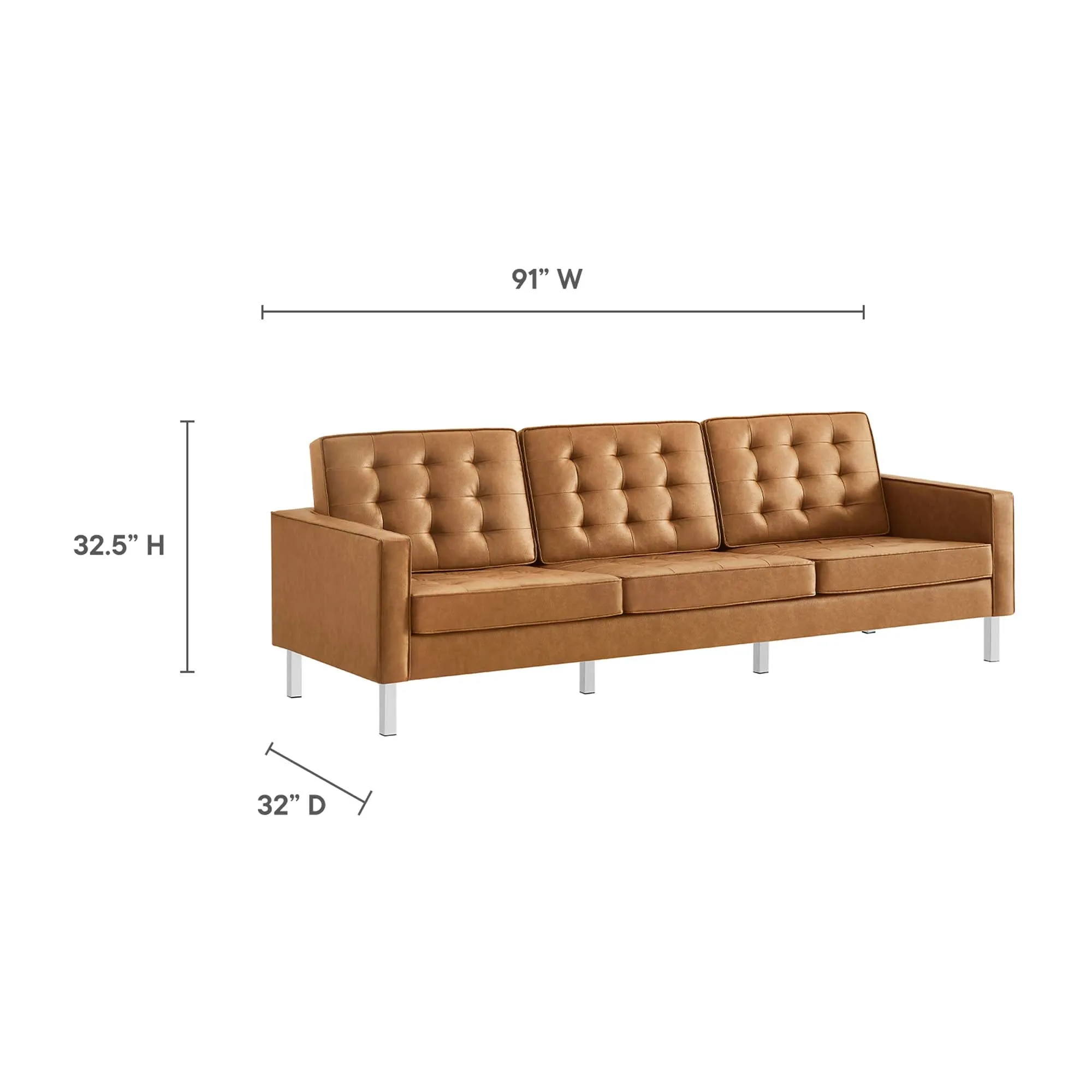Loft Tufted Vegan Leather 3-Piece Furniture Set by Modway