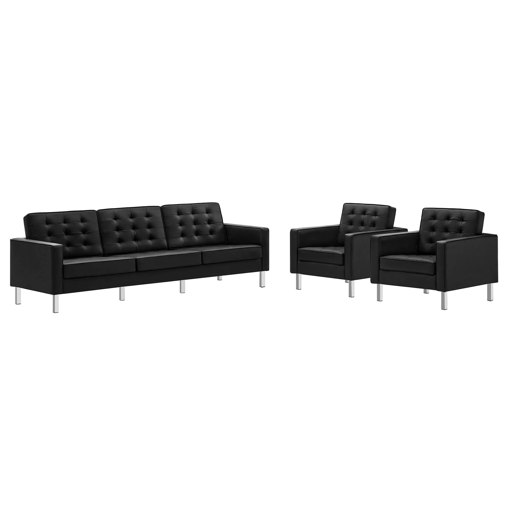 Loft Tufted Vegan Leather 3-Piece Furniture Set by Modway