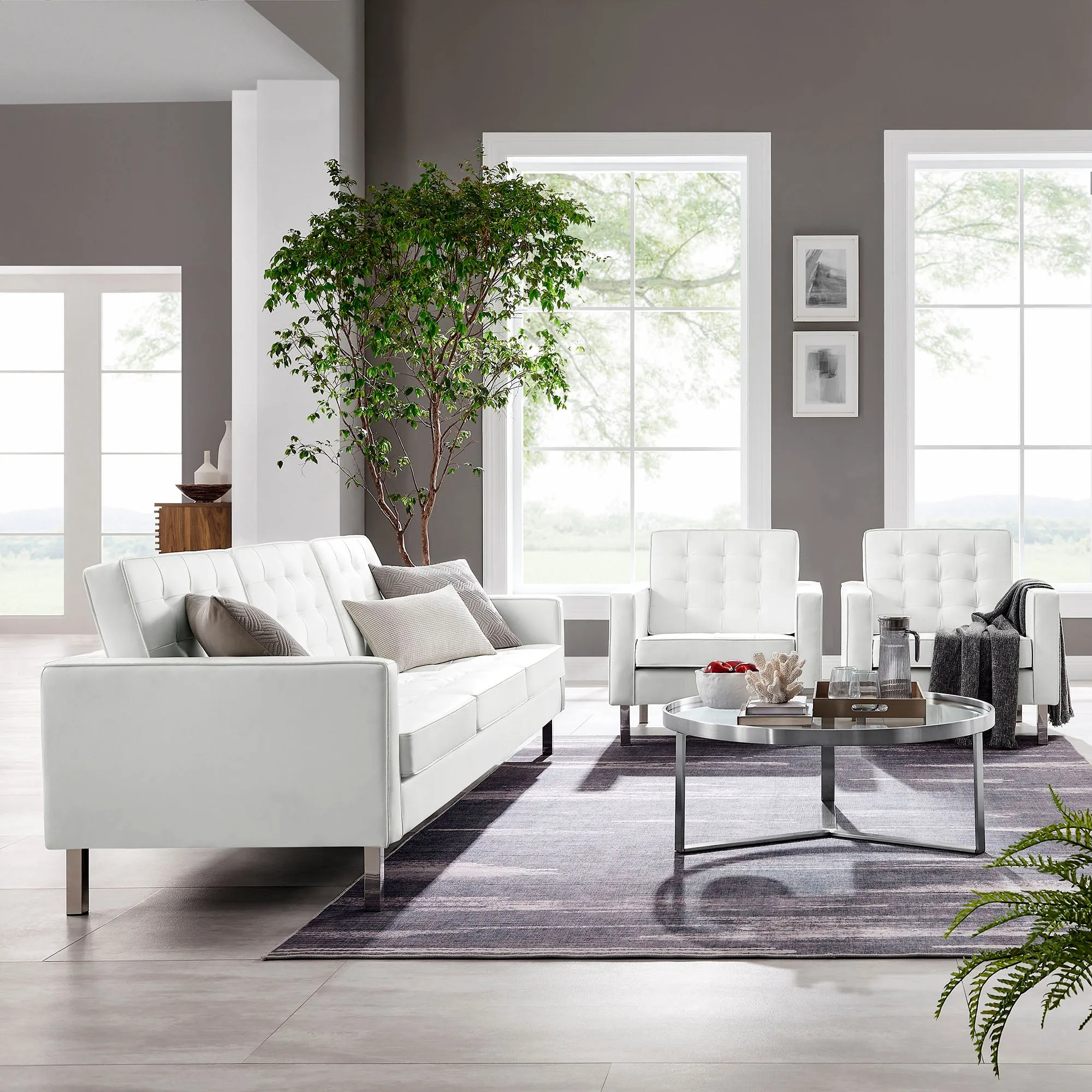 Loft Tufted Vegan Leather 3-Piece Furniture Set by Modway