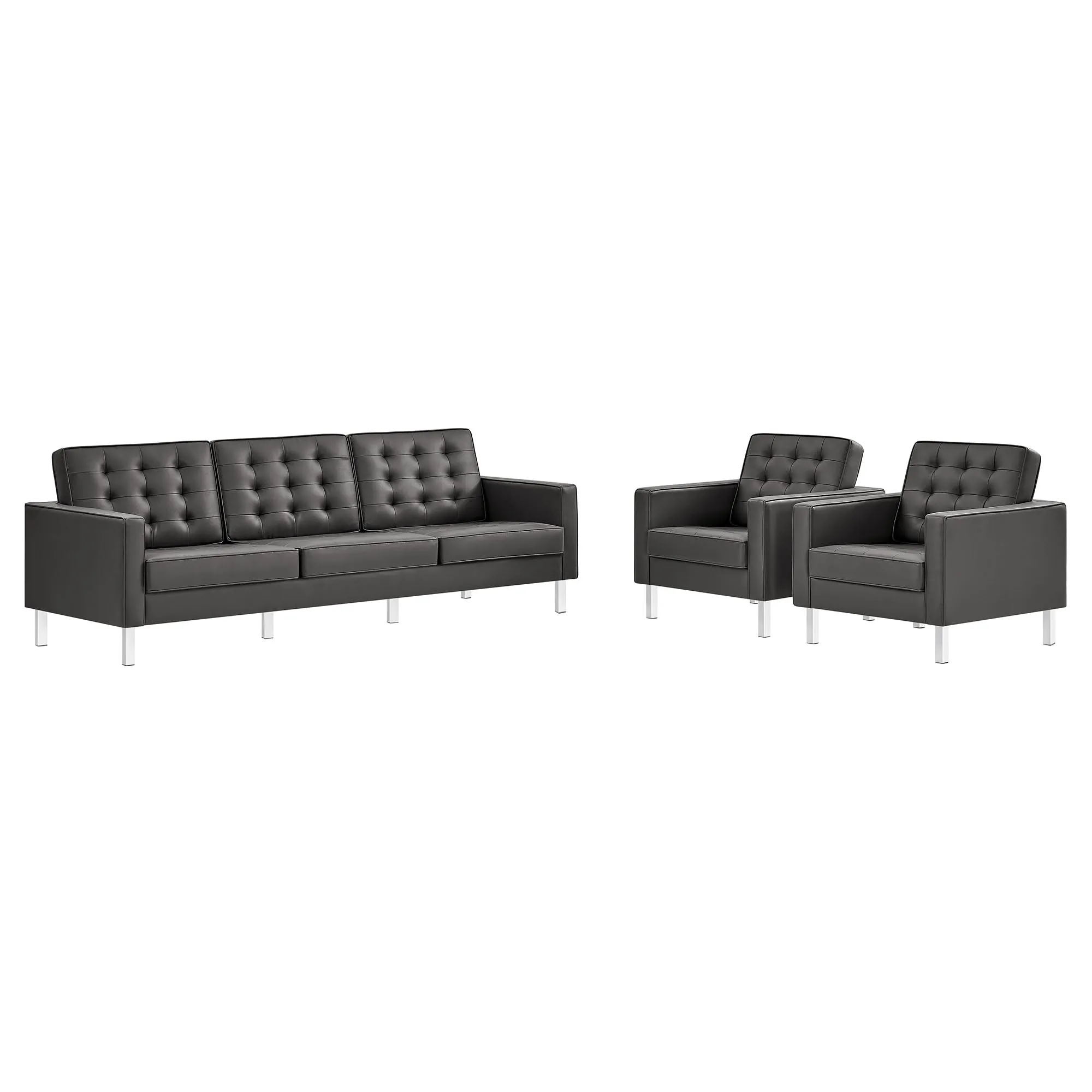 Loft Tufted Vegan Leather 3-Piece Furniture Set by Modway