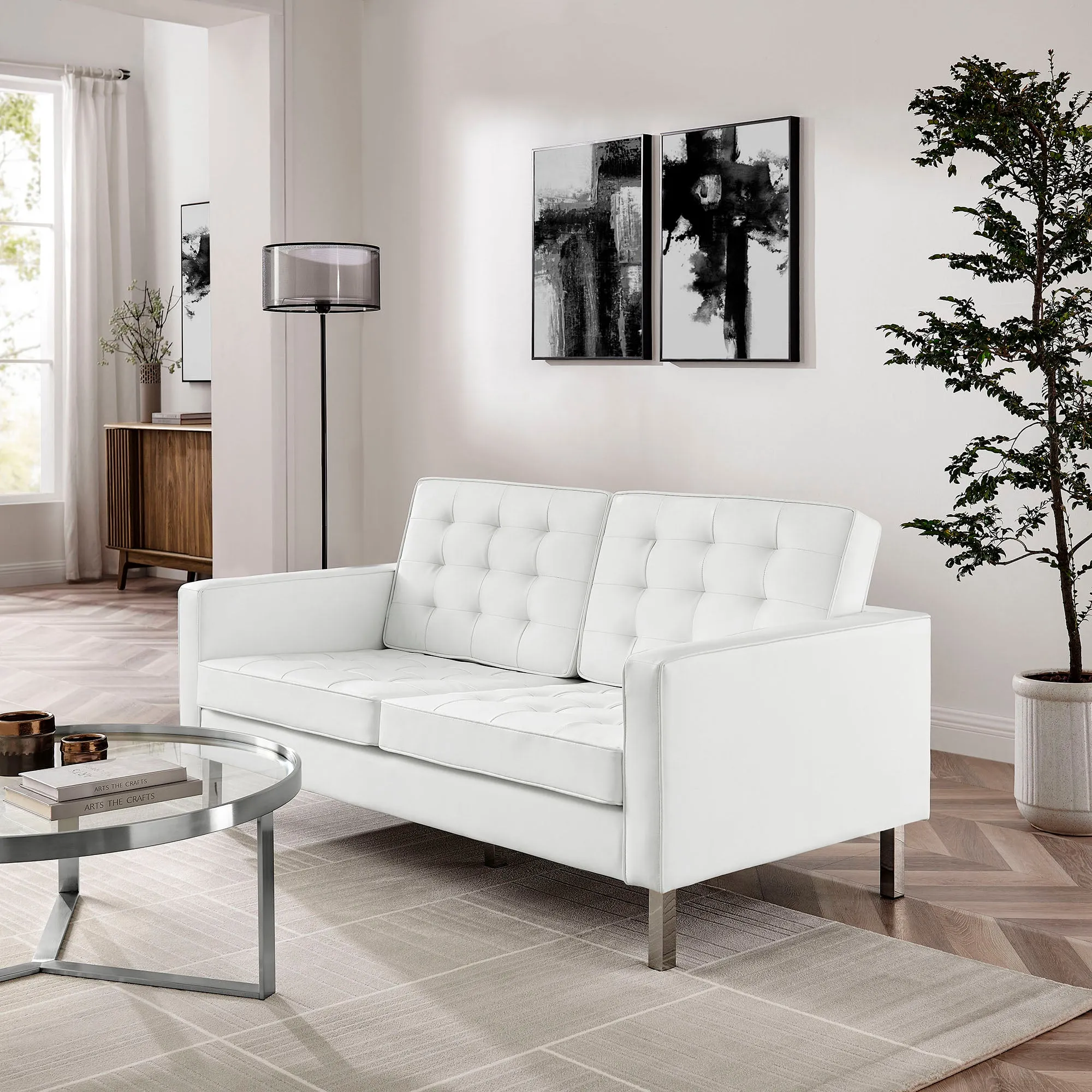 Loft Tufted Vegan Leather Loveseat by Modway