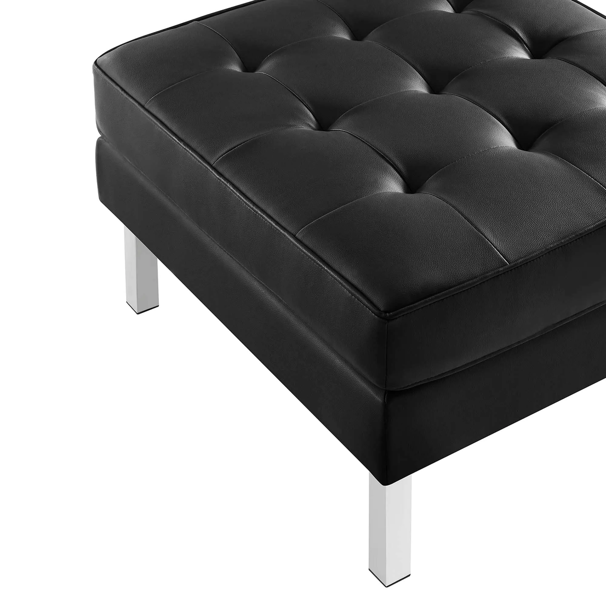 Loft Tufted Vegan Leather Sofa and Ottoman Set by Modway