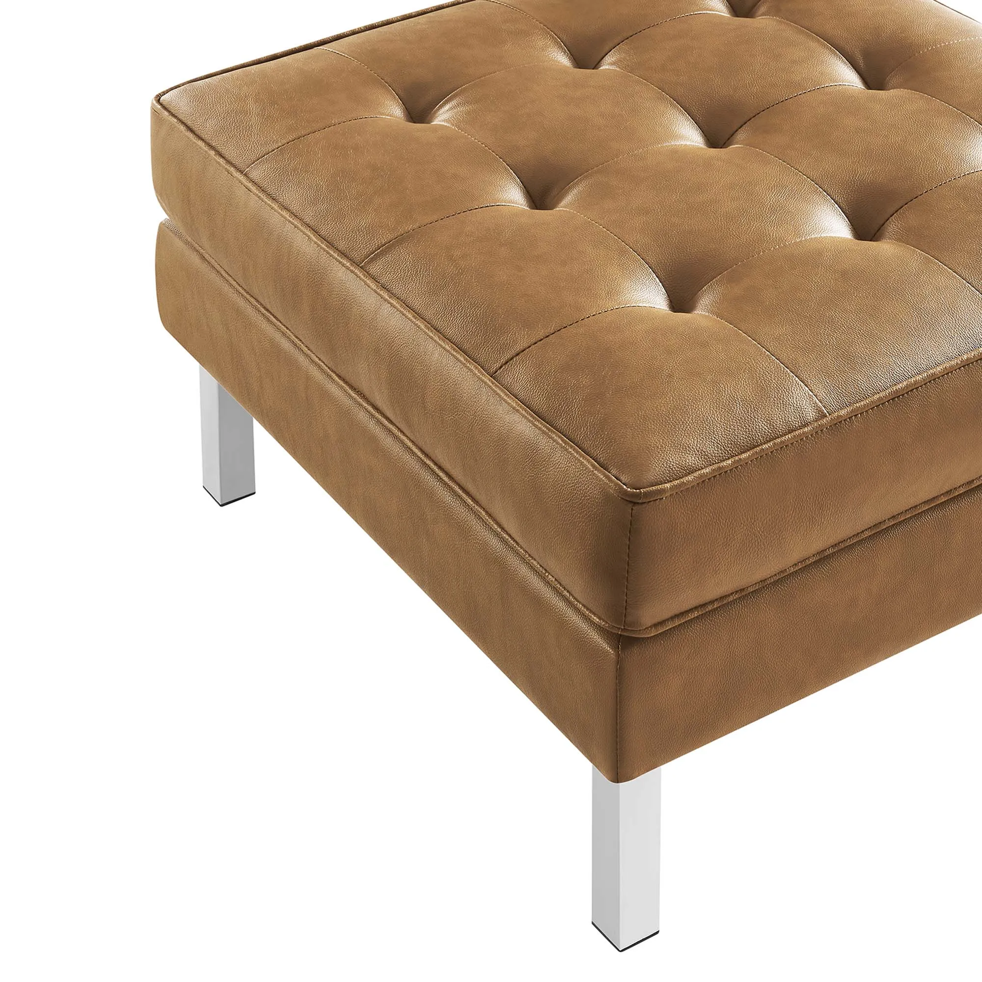 Loft Tufted Vegan Leather Sofa and Ottoman Set by Modway