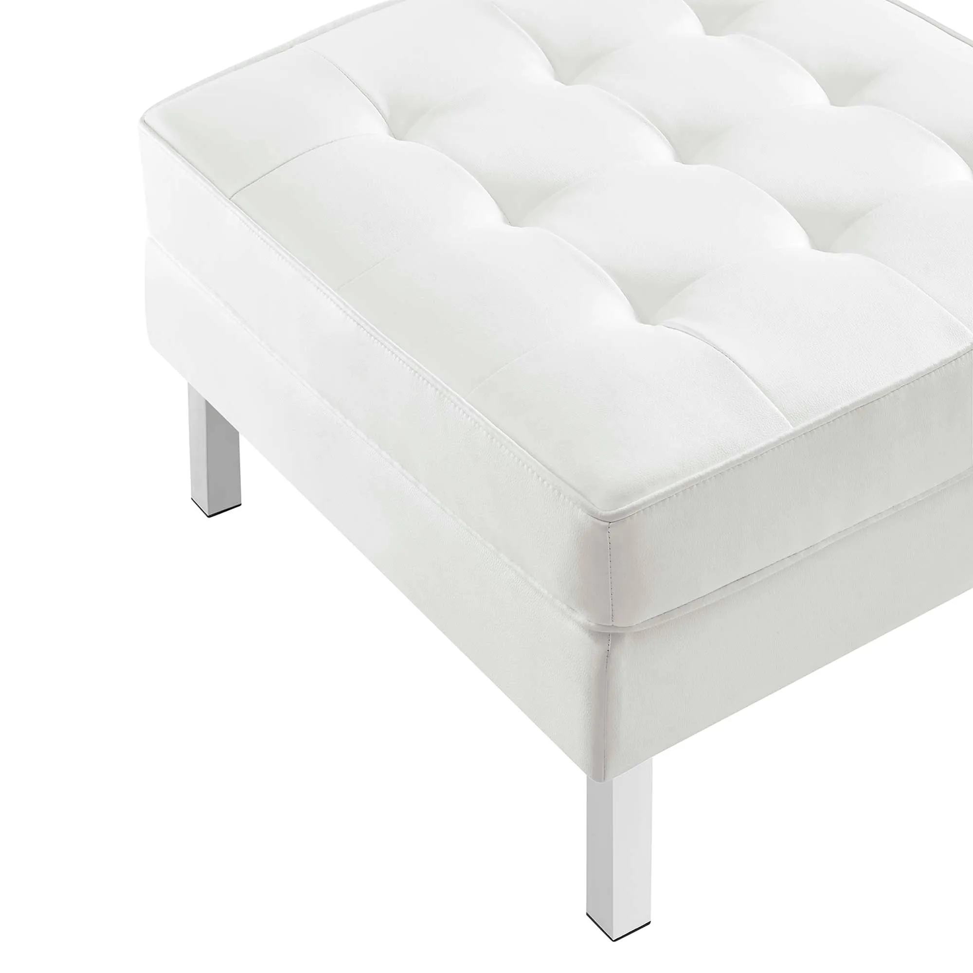 Loft Tufted Vegan Leather Sofa and Ottoman Set by Modway