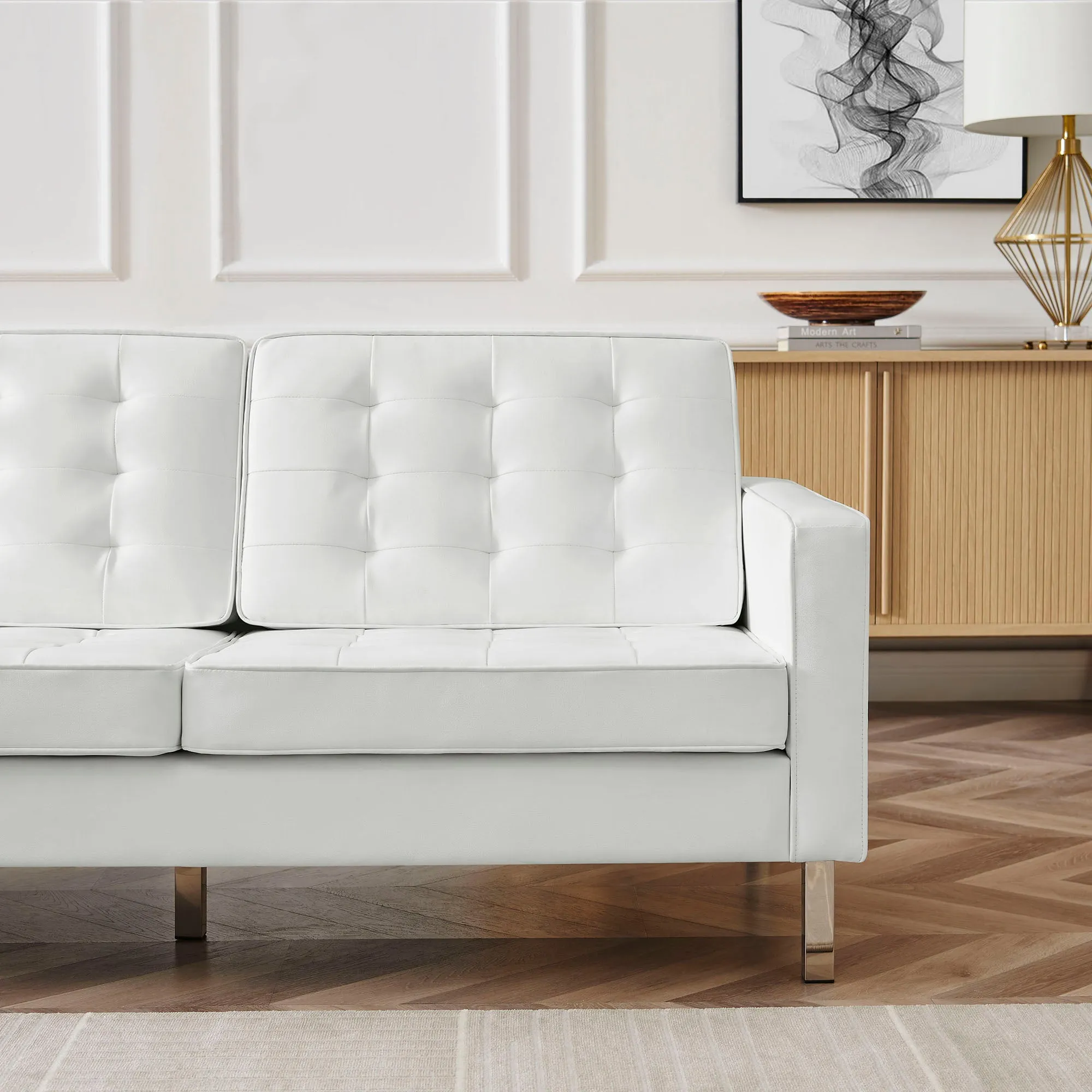 Loft Tufted Vegan Leather Sofa by Modway