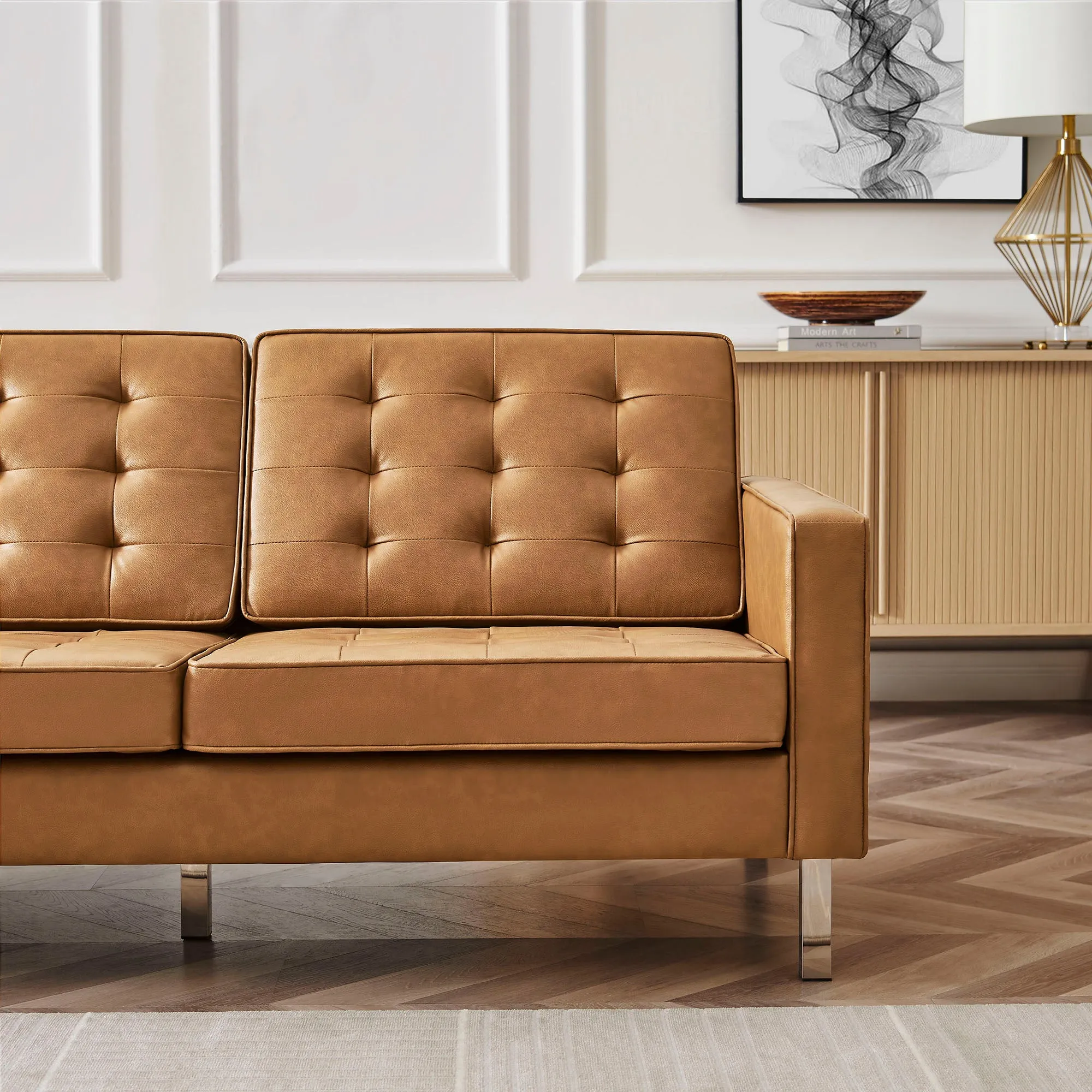 Loft Tufted Vegan Leather Sofa by Modway