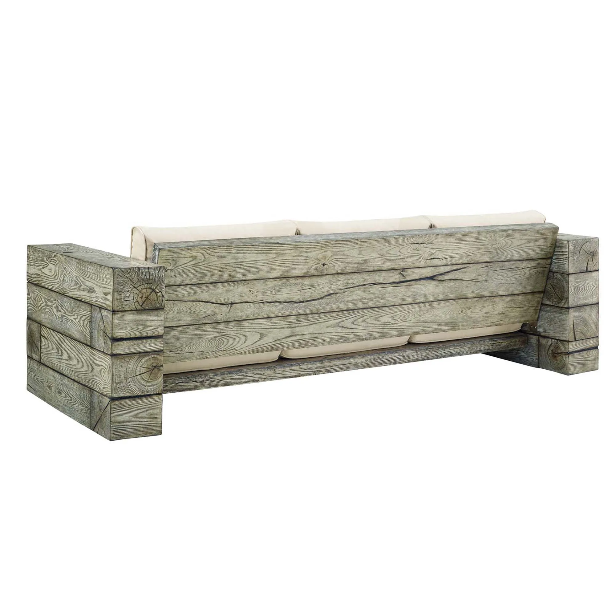 Manteo Rustic Coastal Outdoor Patio Sunbrella® Sofa and Fire Pit Set by Modway
