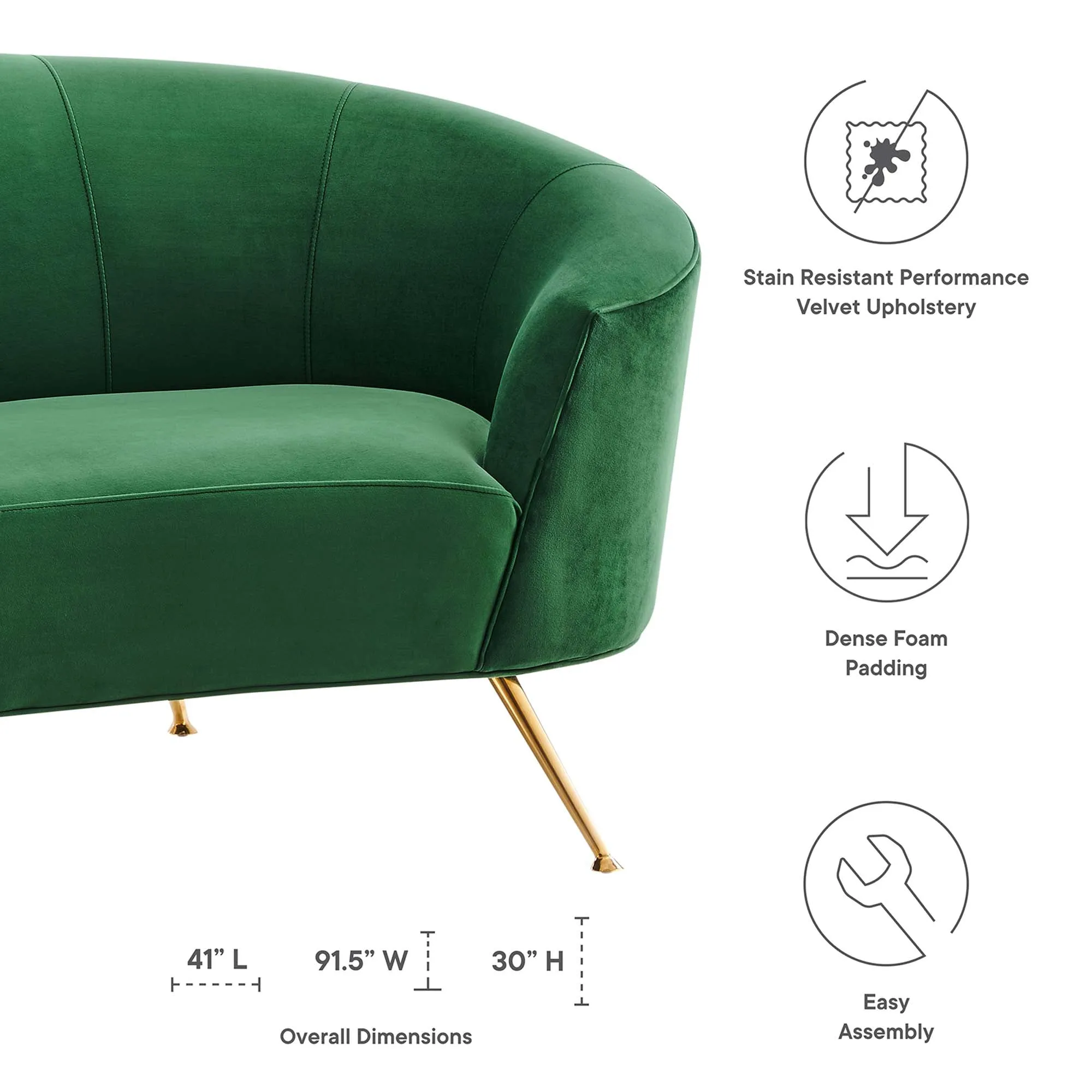 Marchesa Upholstered Performance Velvet Sofa by Modway
