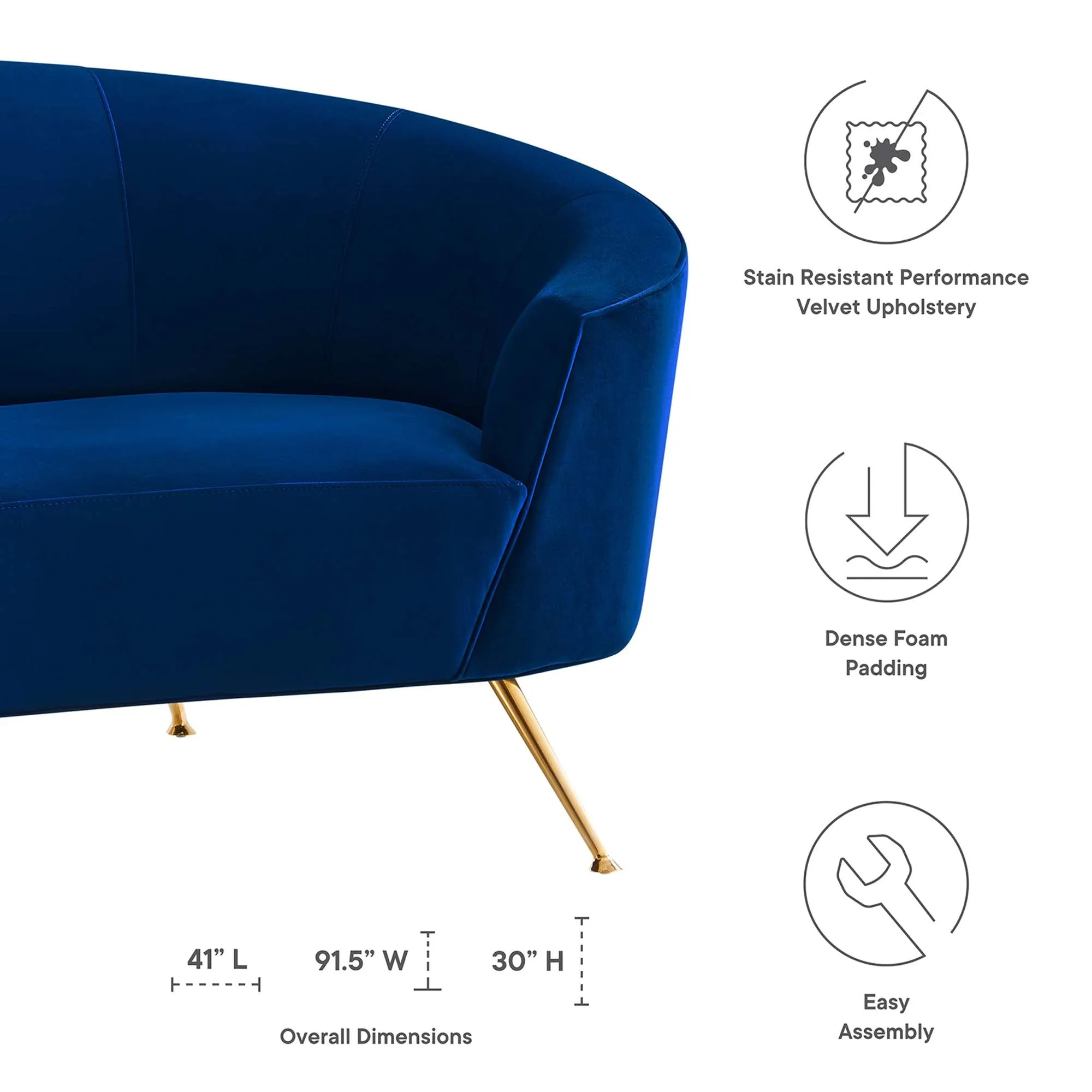 Marchesa Upholstered Performance Velvet Sofa by Modway