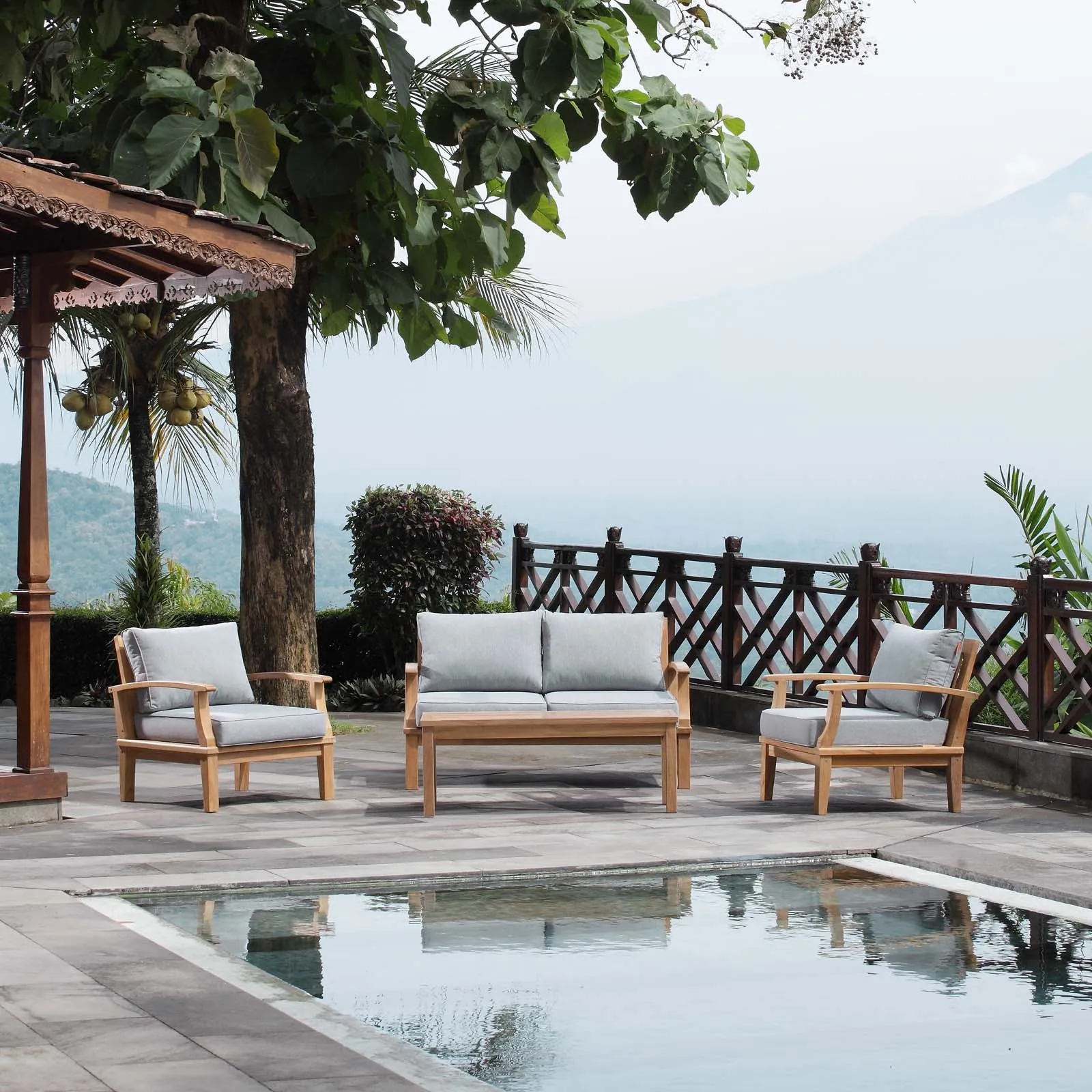 Marina 4 Piece Outdoor Patio Teak Set by Modway