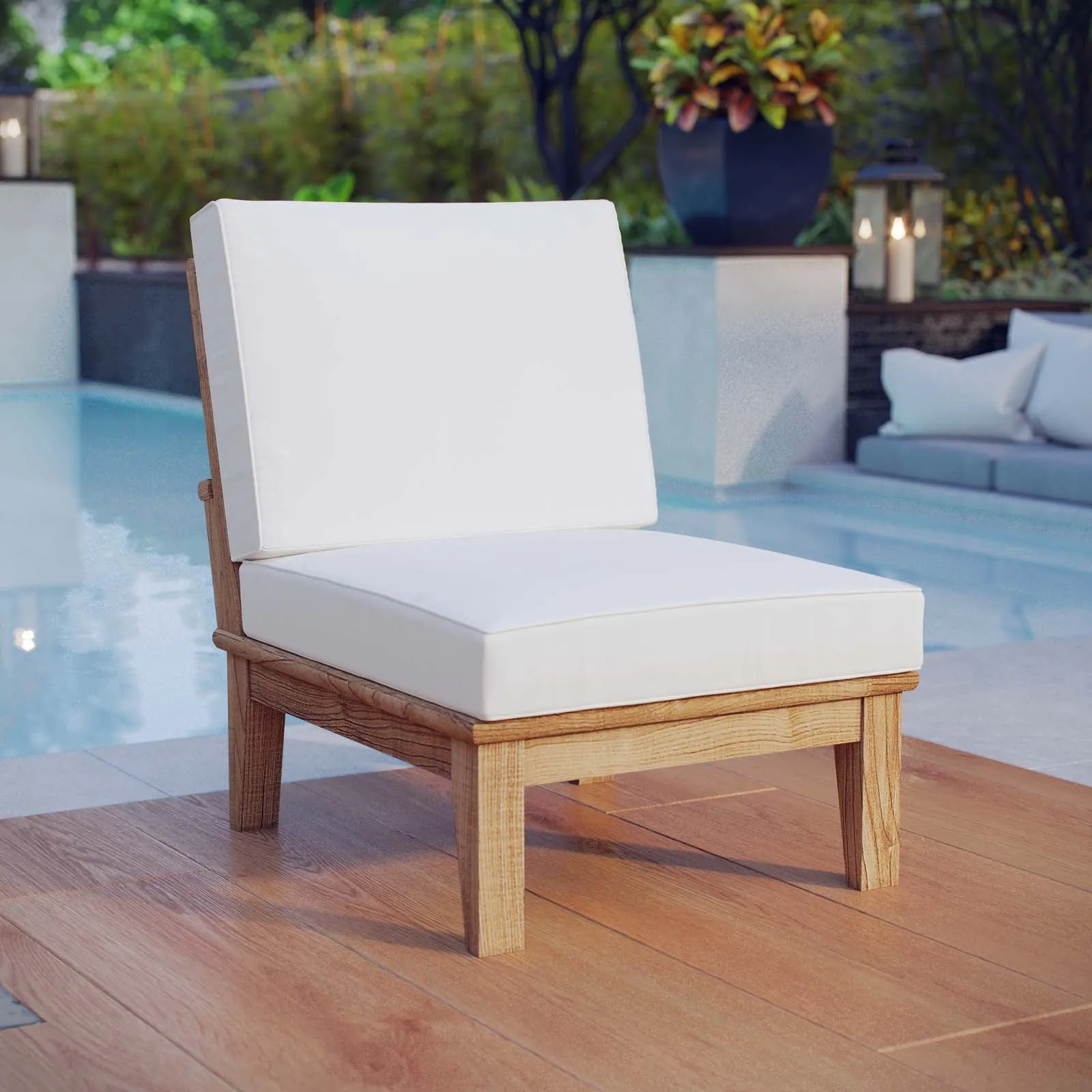 Marina Armless Outdoor Patio Teak Sofa by Modway