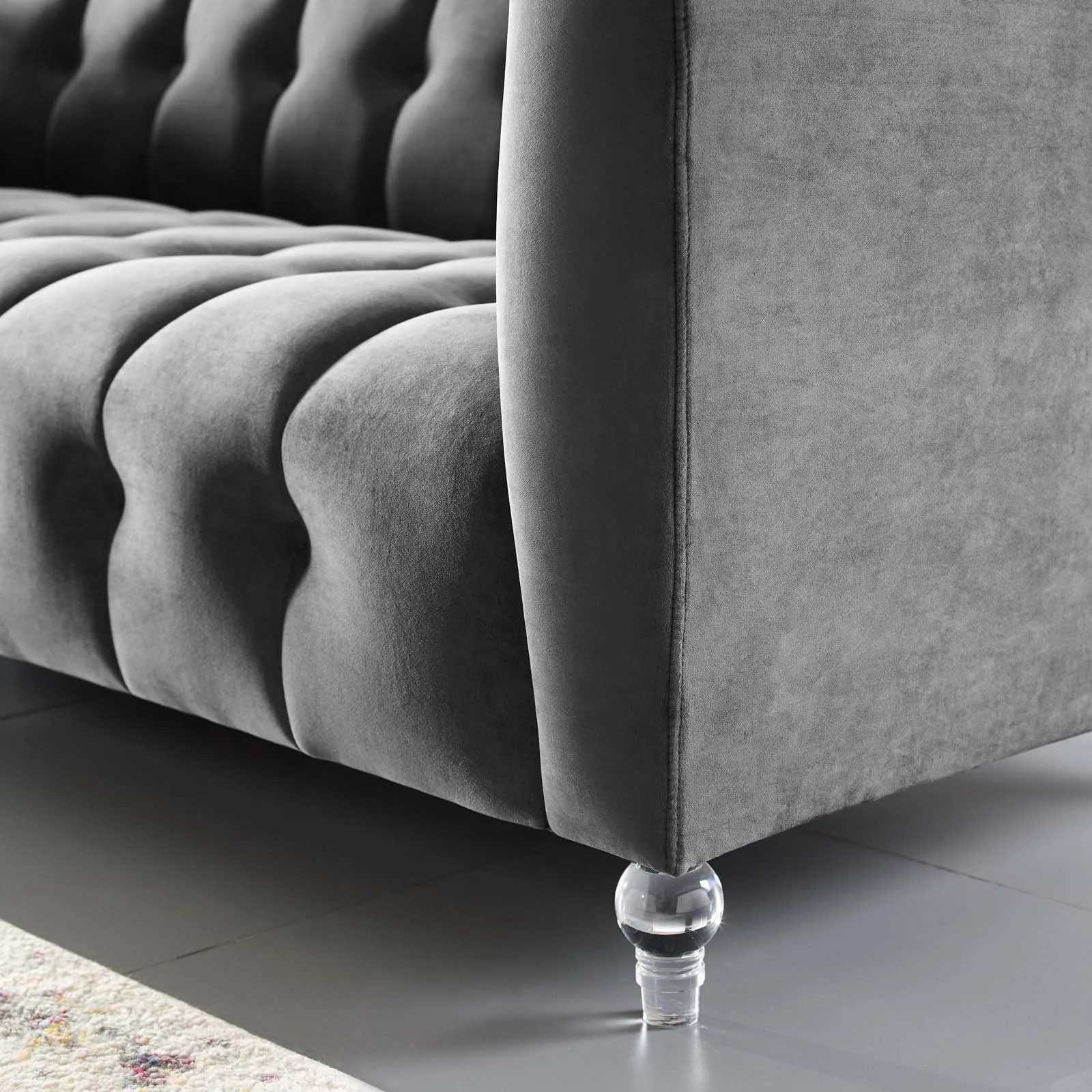 Mesmer Channel Tufted Button Performance Velvet Sofa by Modway