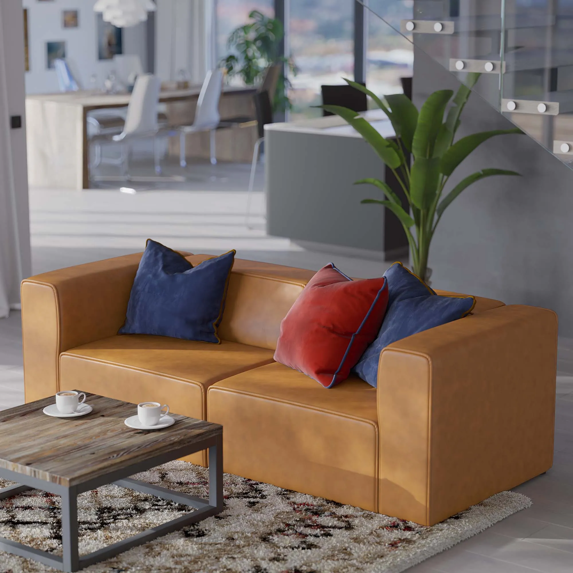 Mingle Vegan Leather 2-Piece Sectional Sofa Loveseat by Modway