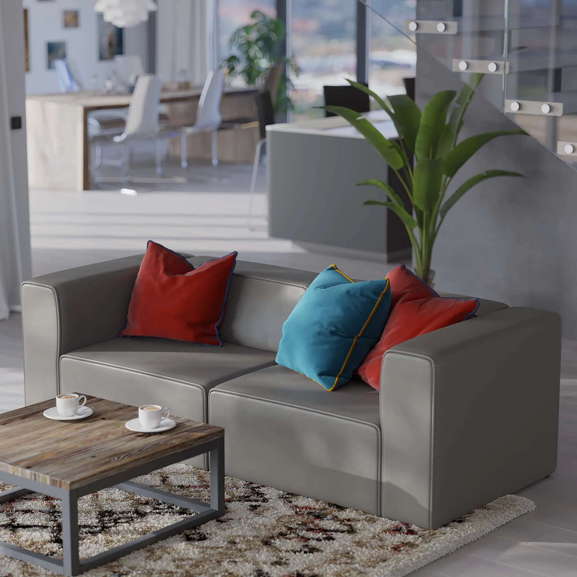 Mingle Vegan Leather 2-Piece Sectional Sofa Loveseat by Modway