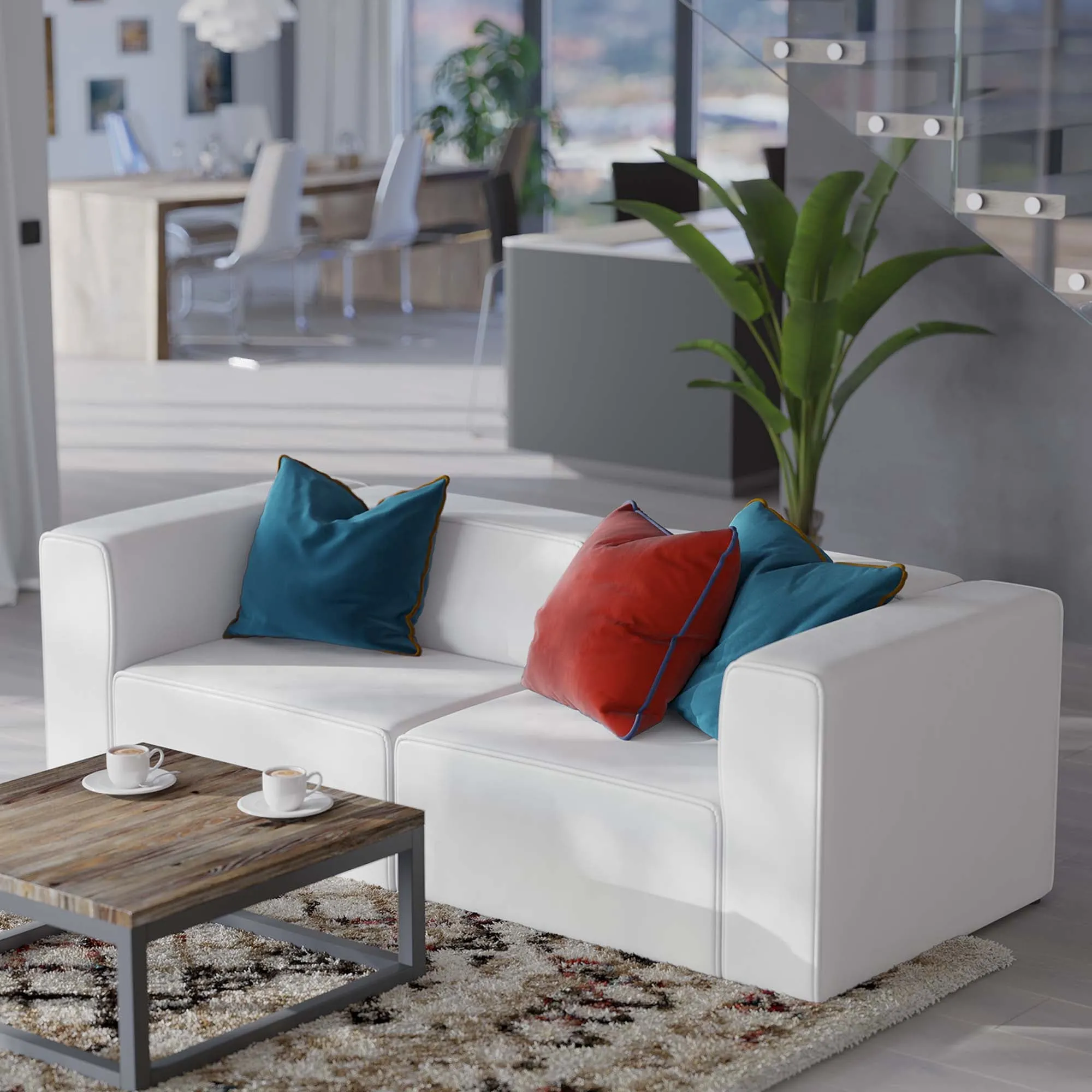 Mingle Vegan Leather 2-Piece Sectional Sofa Loveseat by Modway