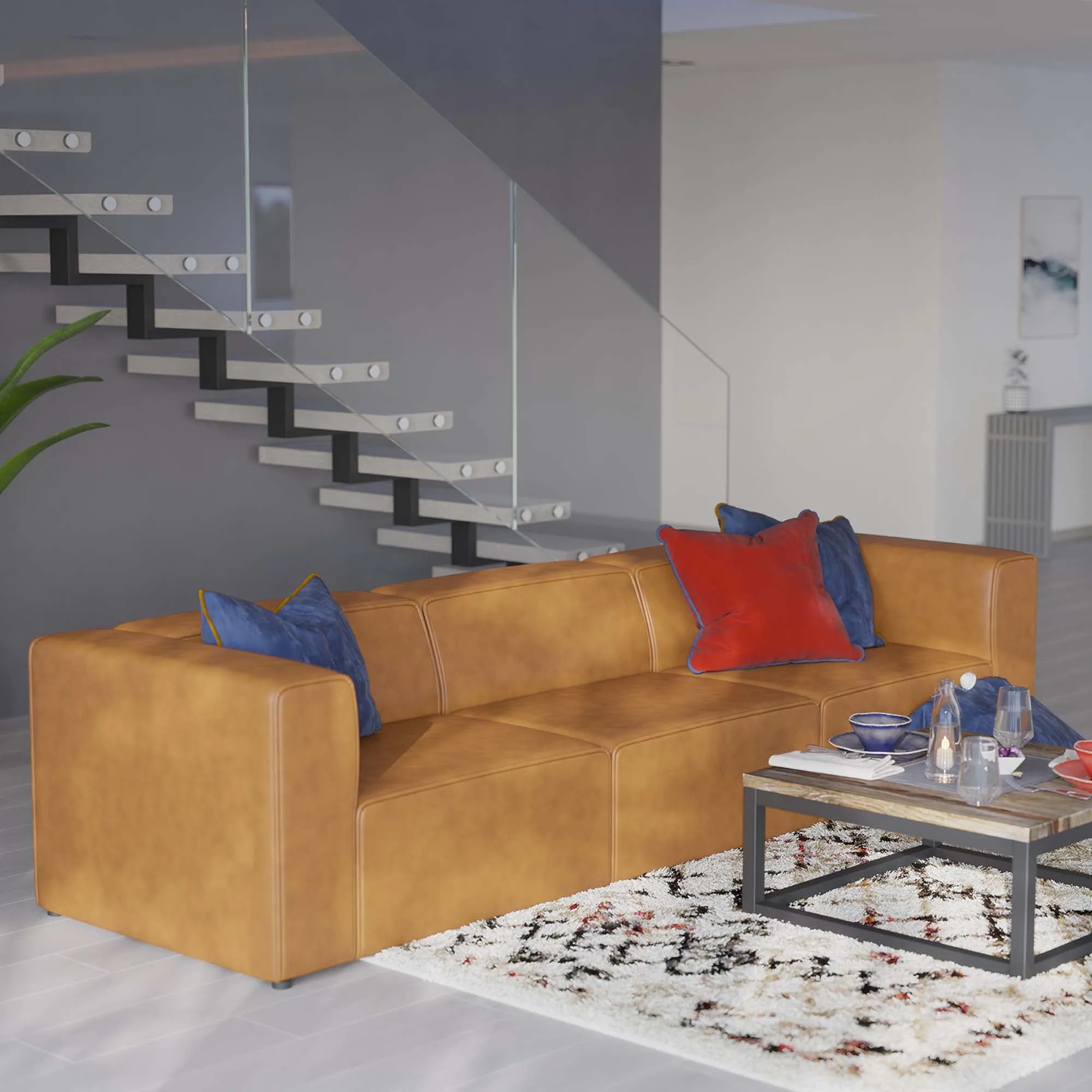 Mingle Vegan Leather 3-Piece Sectional Sofa by Modway