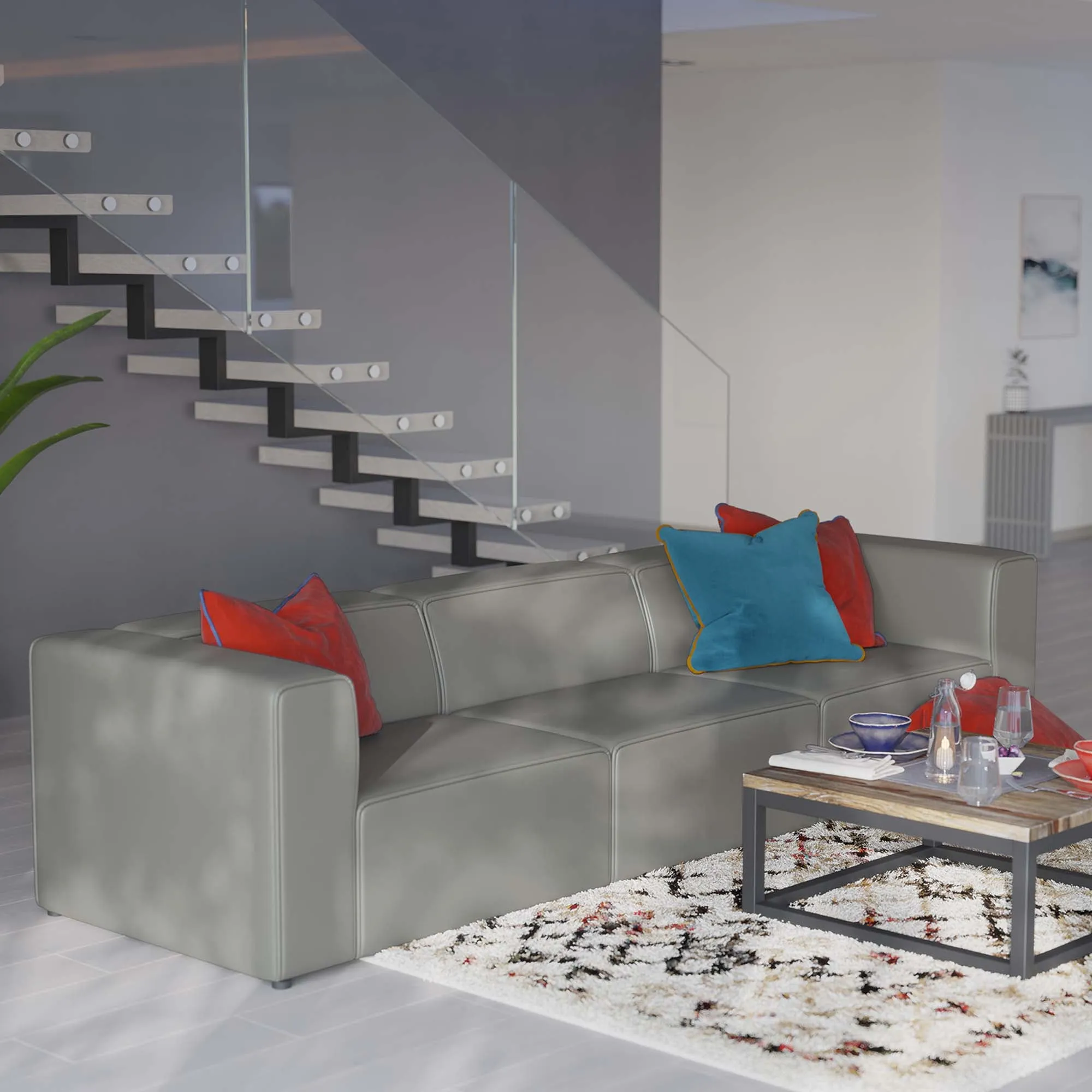 Mingle Vegan Leather 3-Piece Sectional Sofa by Modway