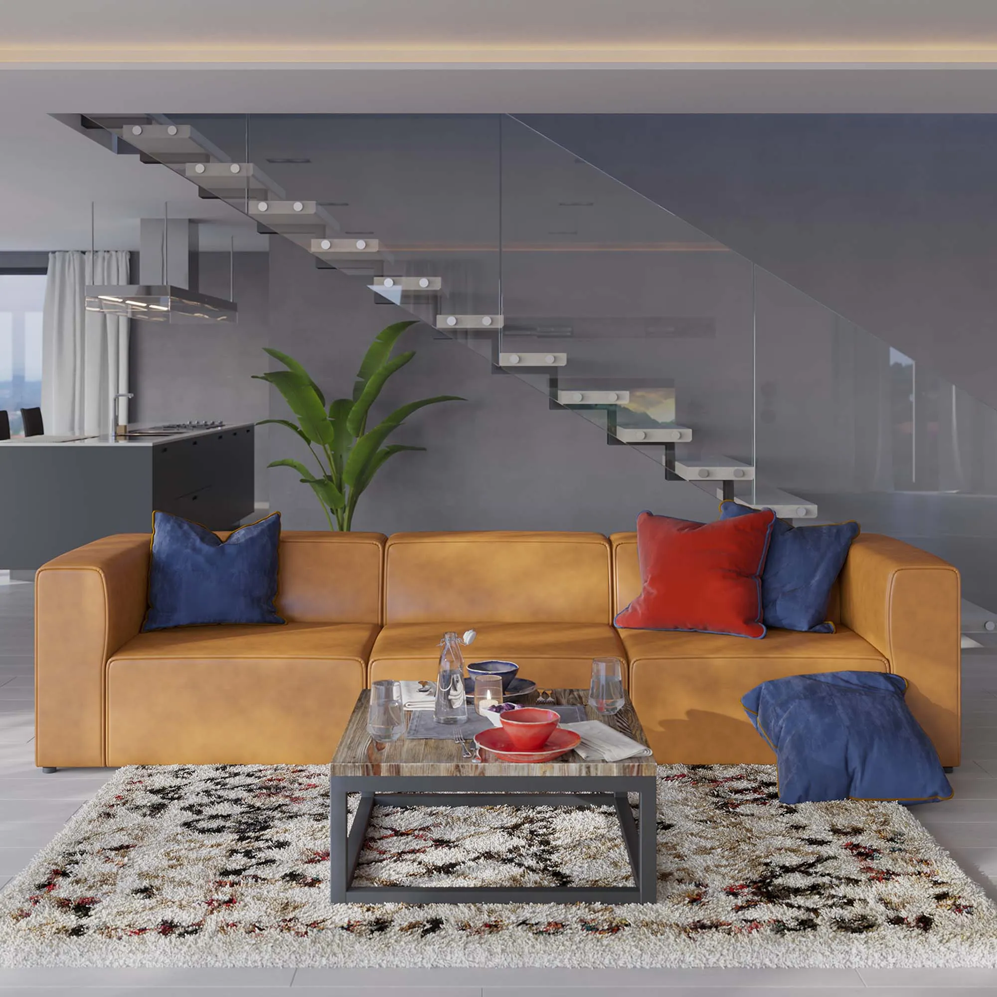 Mingle Vegan Leather 3-Piece Sectional Sofa by Modway