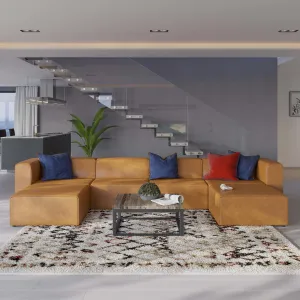 Mingle Vegan Leather 4-Piece Sofa and 2 Ottomans Set by Modway