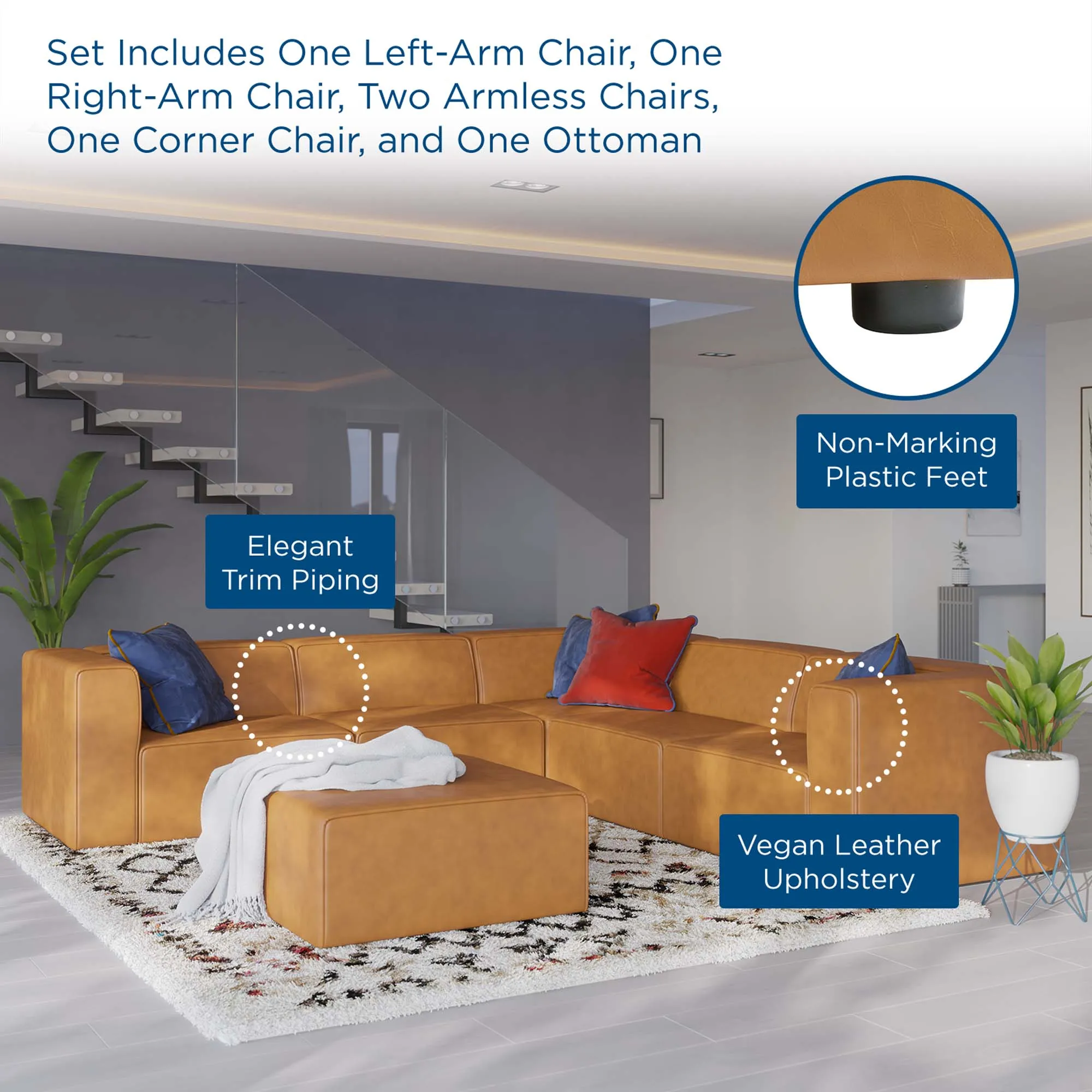 Mingle Vegan Leather 6-Piece Furniture Set by Modway