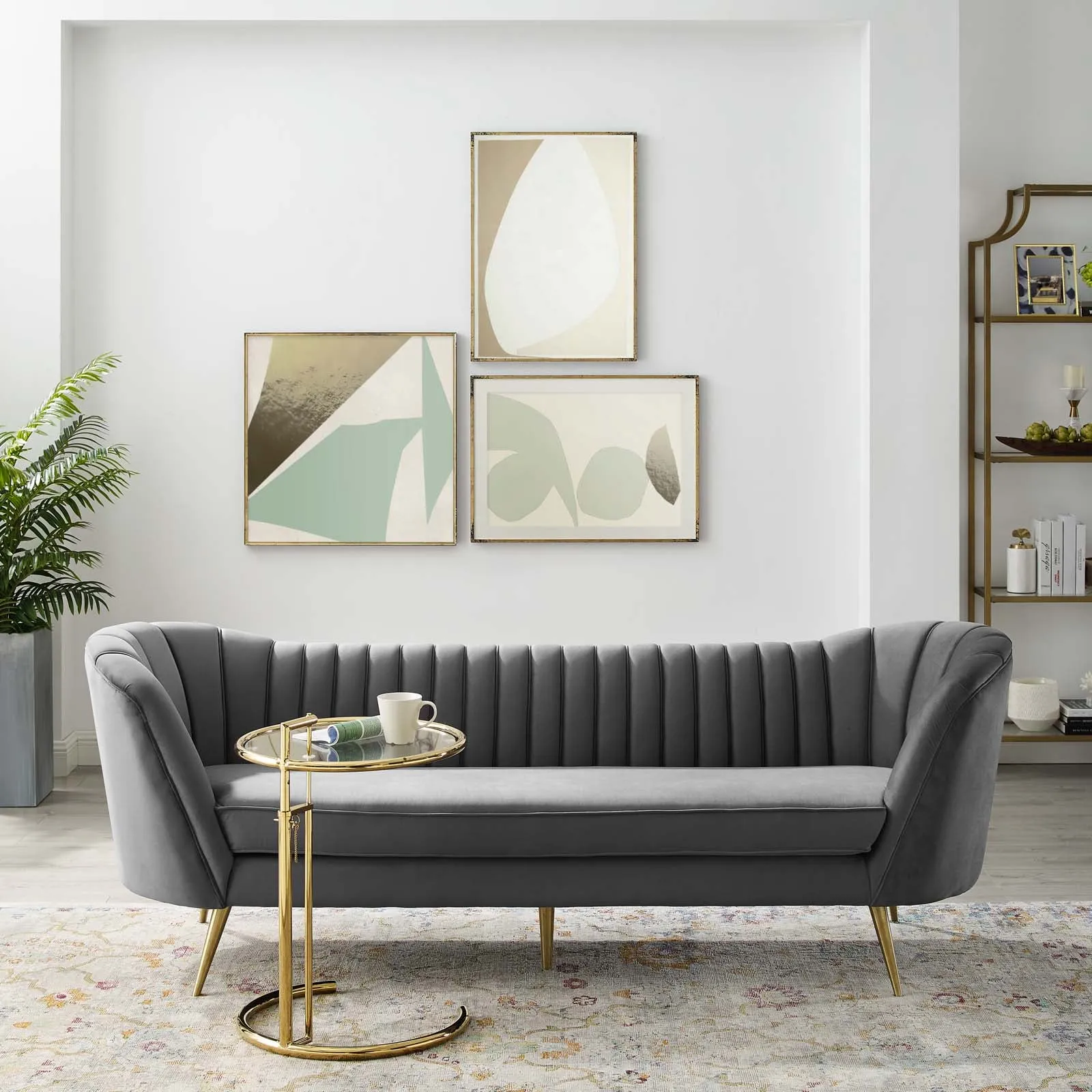 Opportunity Vertical Channel Tufted Curved Performance Velvet Sofa by Modway