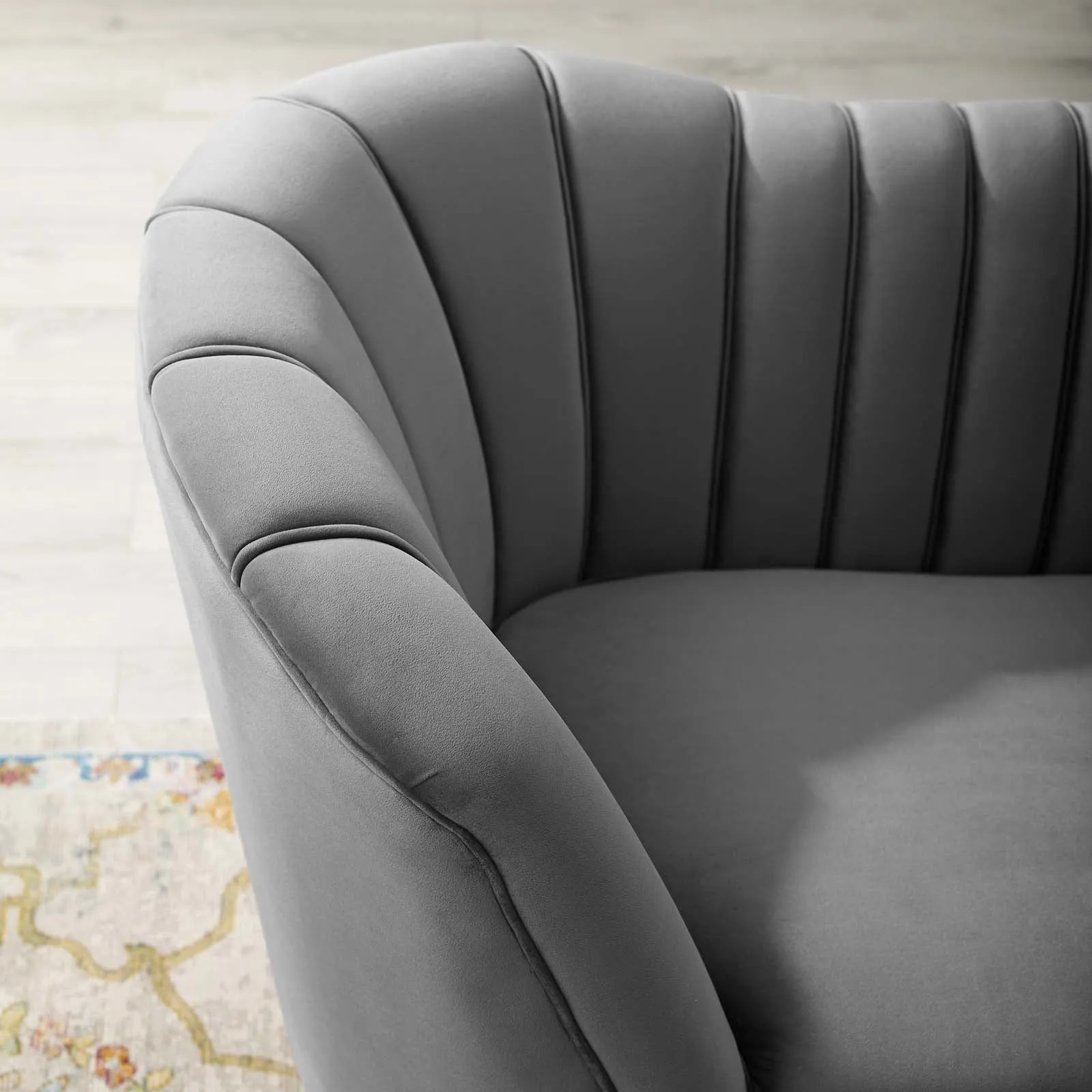 Opportunity Vertical Channel Tufted Curved Performance Velvet Sofa by Modway