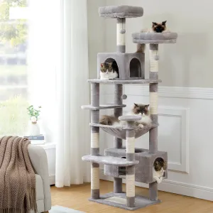 PAWZ Road AMT0204GY 73"Cat Tree for Large Cats Multi Level Play Tower Condo 7 Sisal Cat Scratching Posts Gray