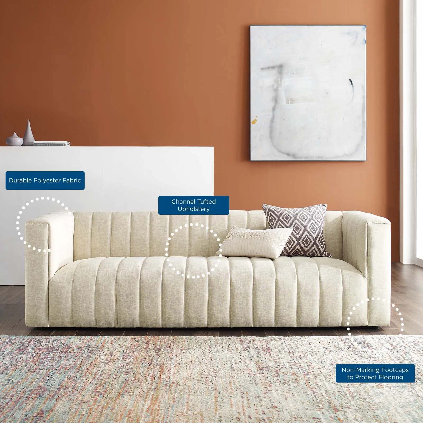 Reflection Channel Tufted Upholstered Fabric Sofa by Modway