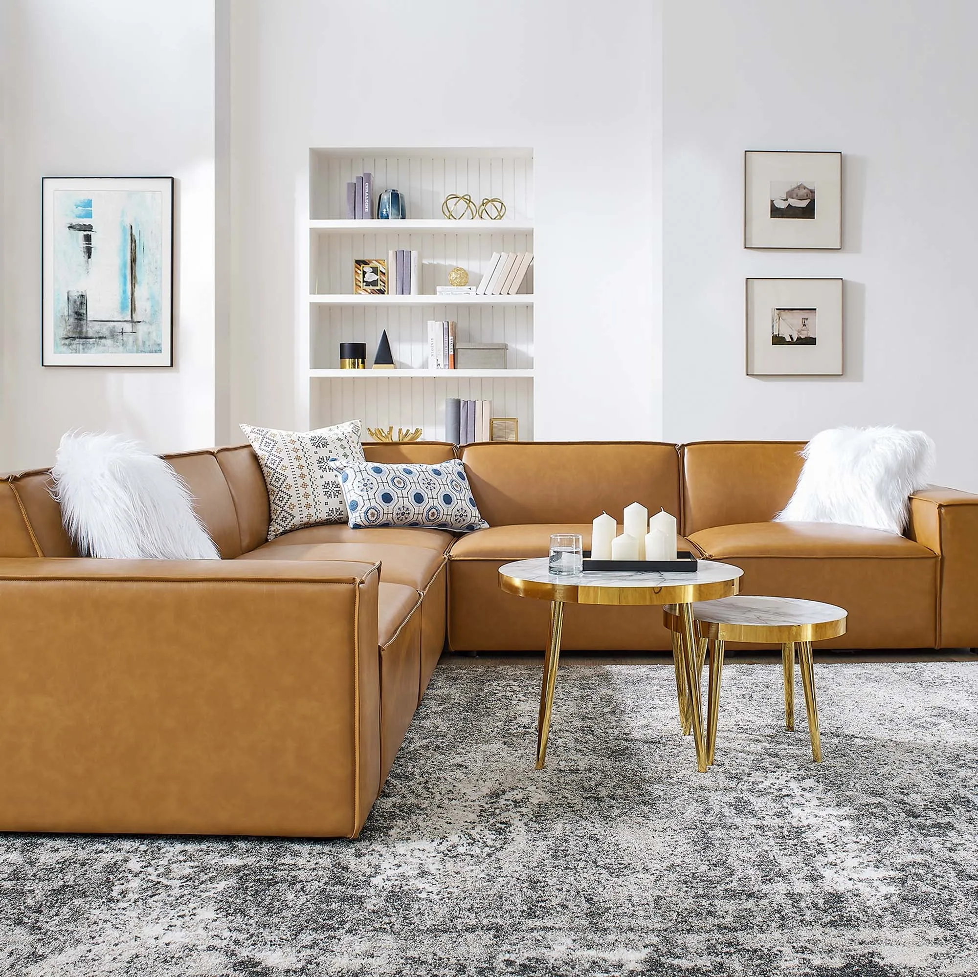 Restore 5-Piece Vegan Leather Sectional Sofa by Modway