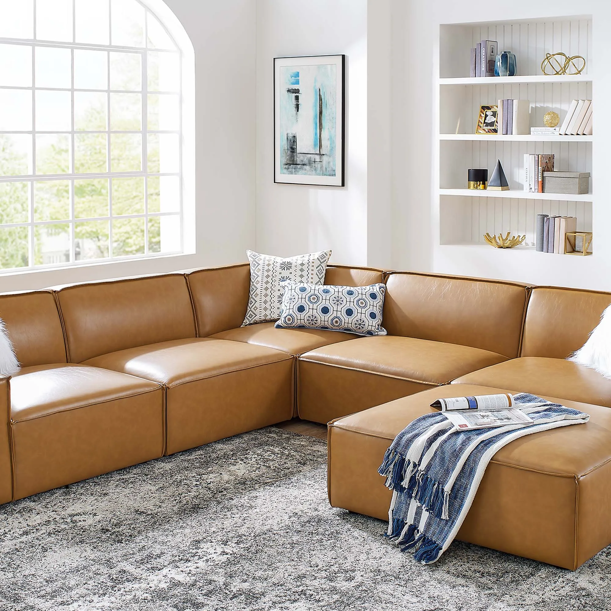 Restore 6-Piece Vegan Leather Sectional Sofa by Modway