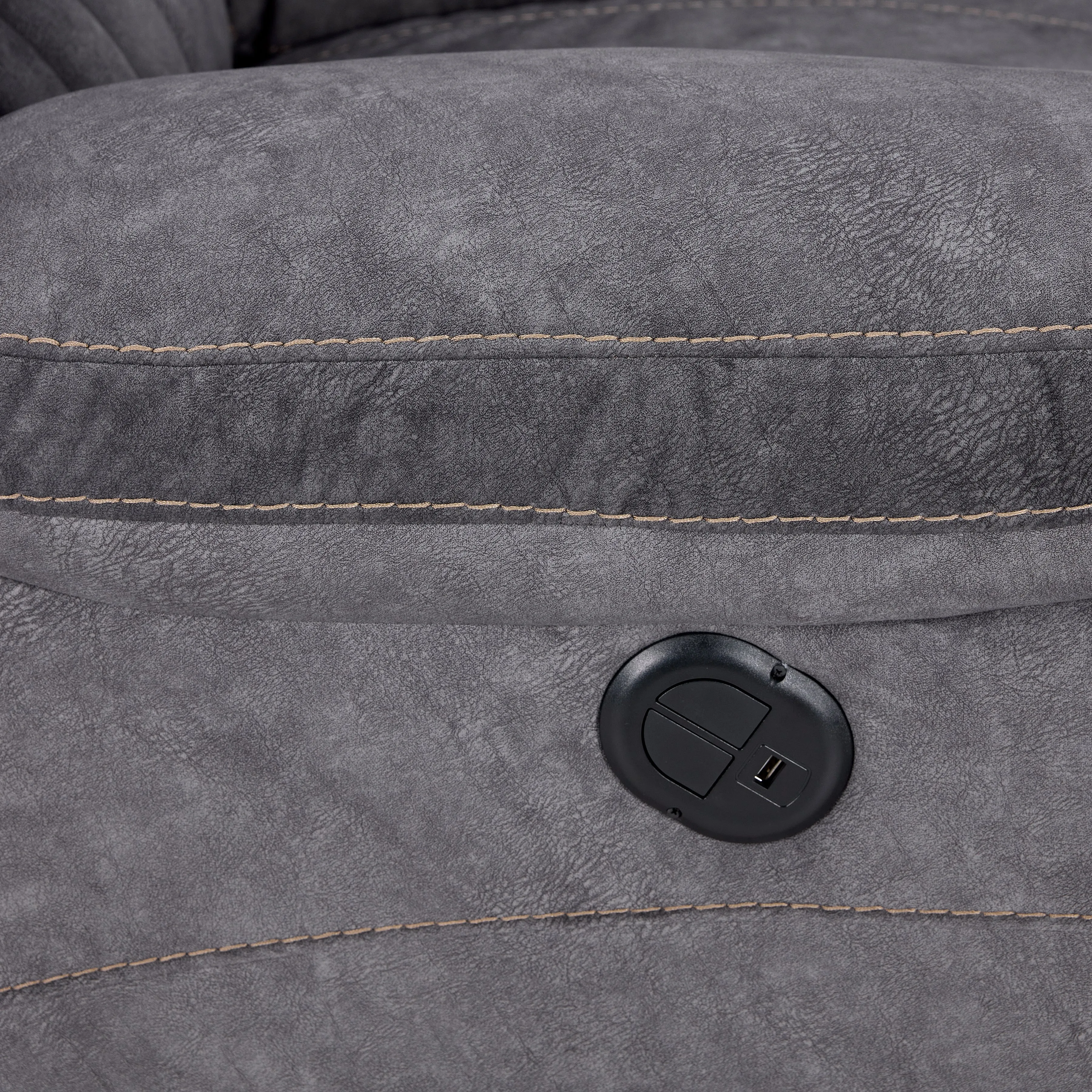 Reyes Power Reclining Sofa and Loveseat Set - Grey