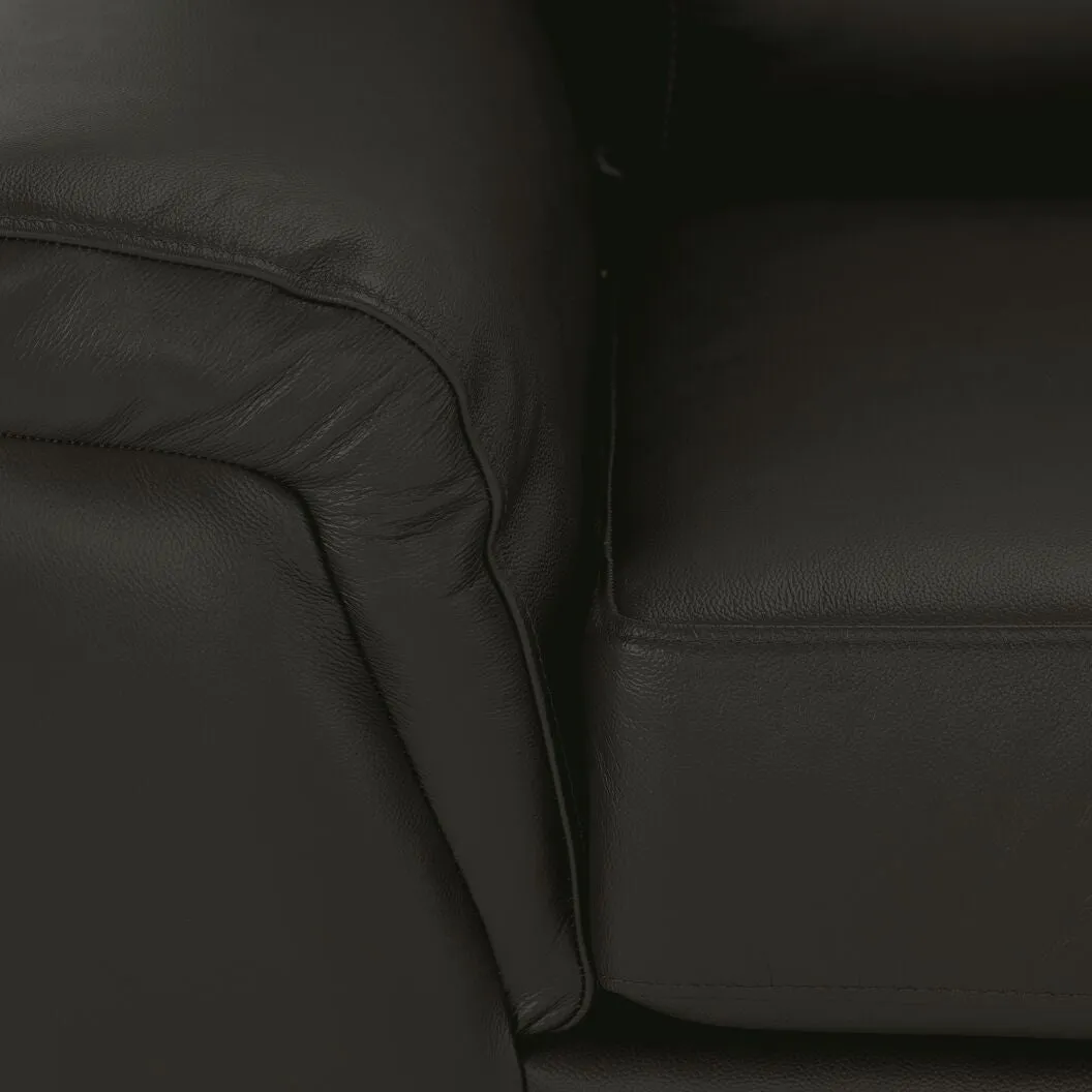 Reynolds Leather Sofa and Chair Set - Dark Grey