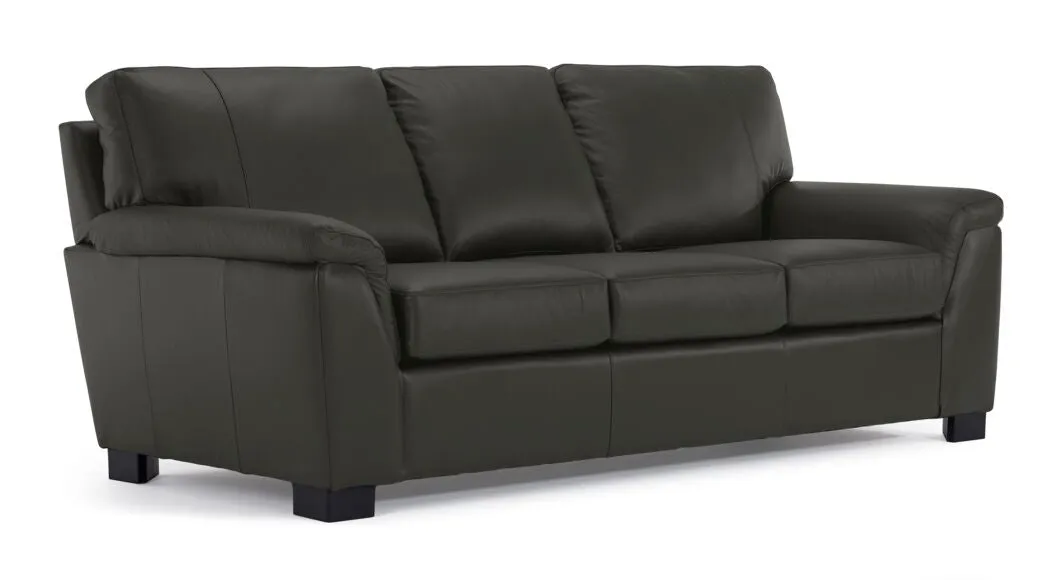 Reynolds Leather Sofa and Chair Set - Dark Grey