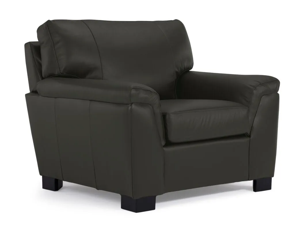Reynolds Leather Sofa and Chair Set - Dark Grey