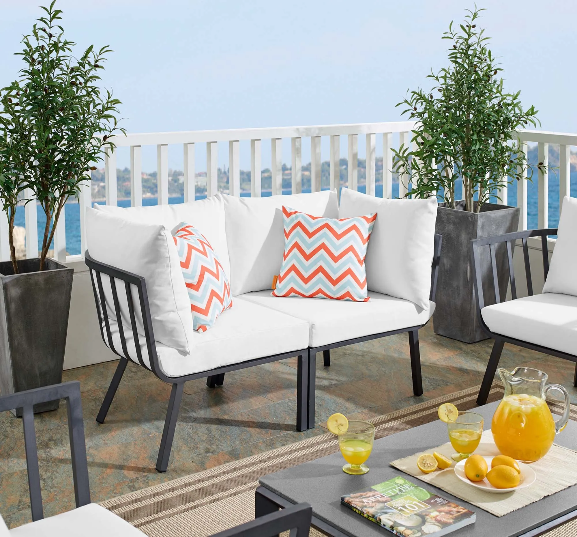 Riverside 2 Piece Outdoor Patio Aluminum Sectional Sofa Set by Modway