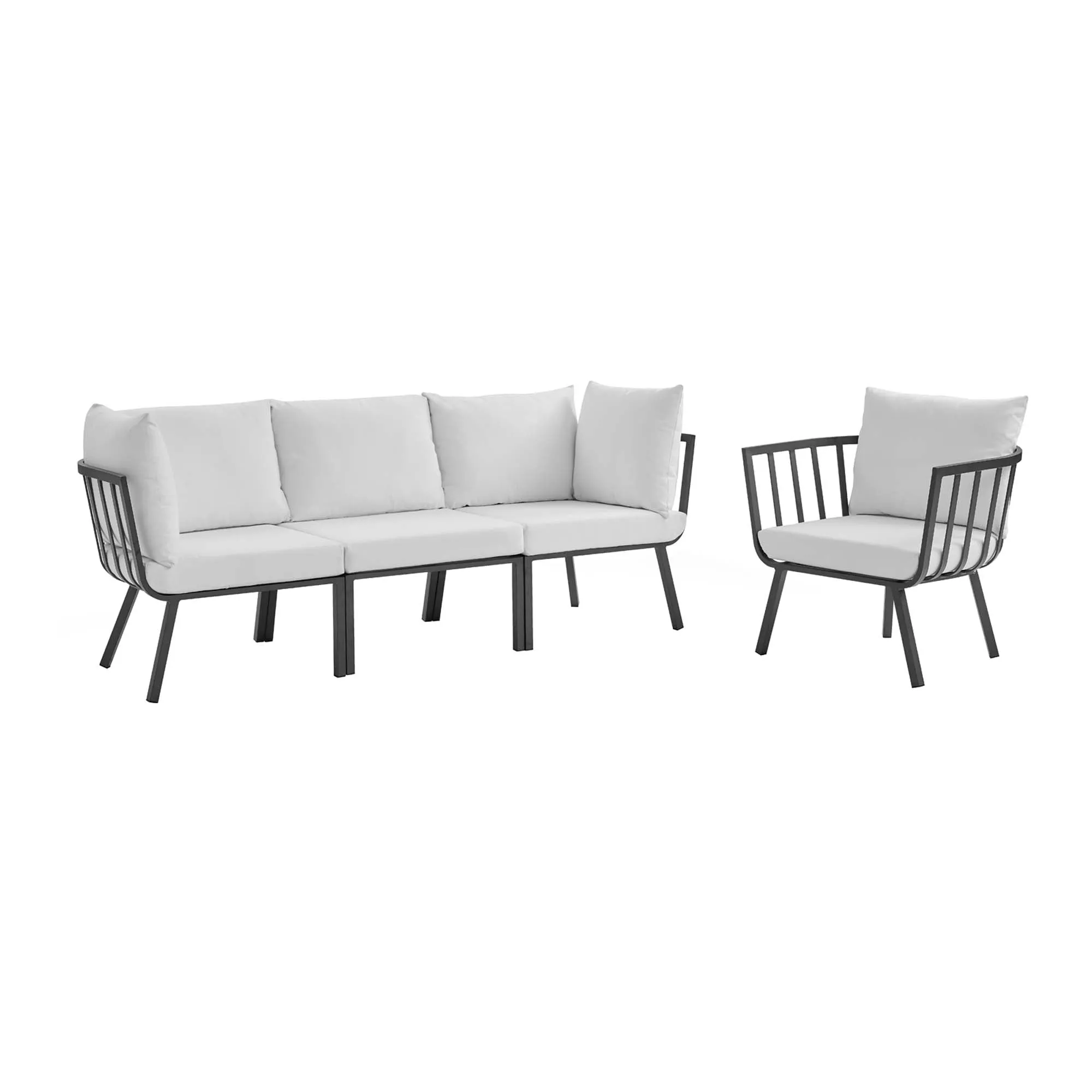 Riverside 4 Piece Outdoor Patio Aluminum Set by Modway