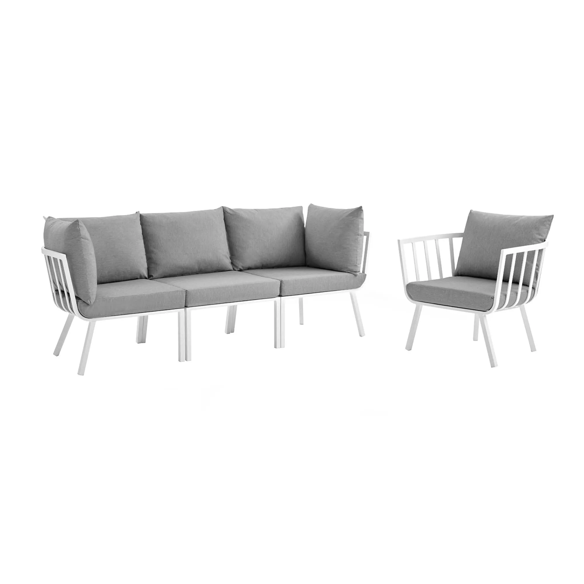 Riverside 4 Piece Outdoor Patio Aluminum Set by Modway