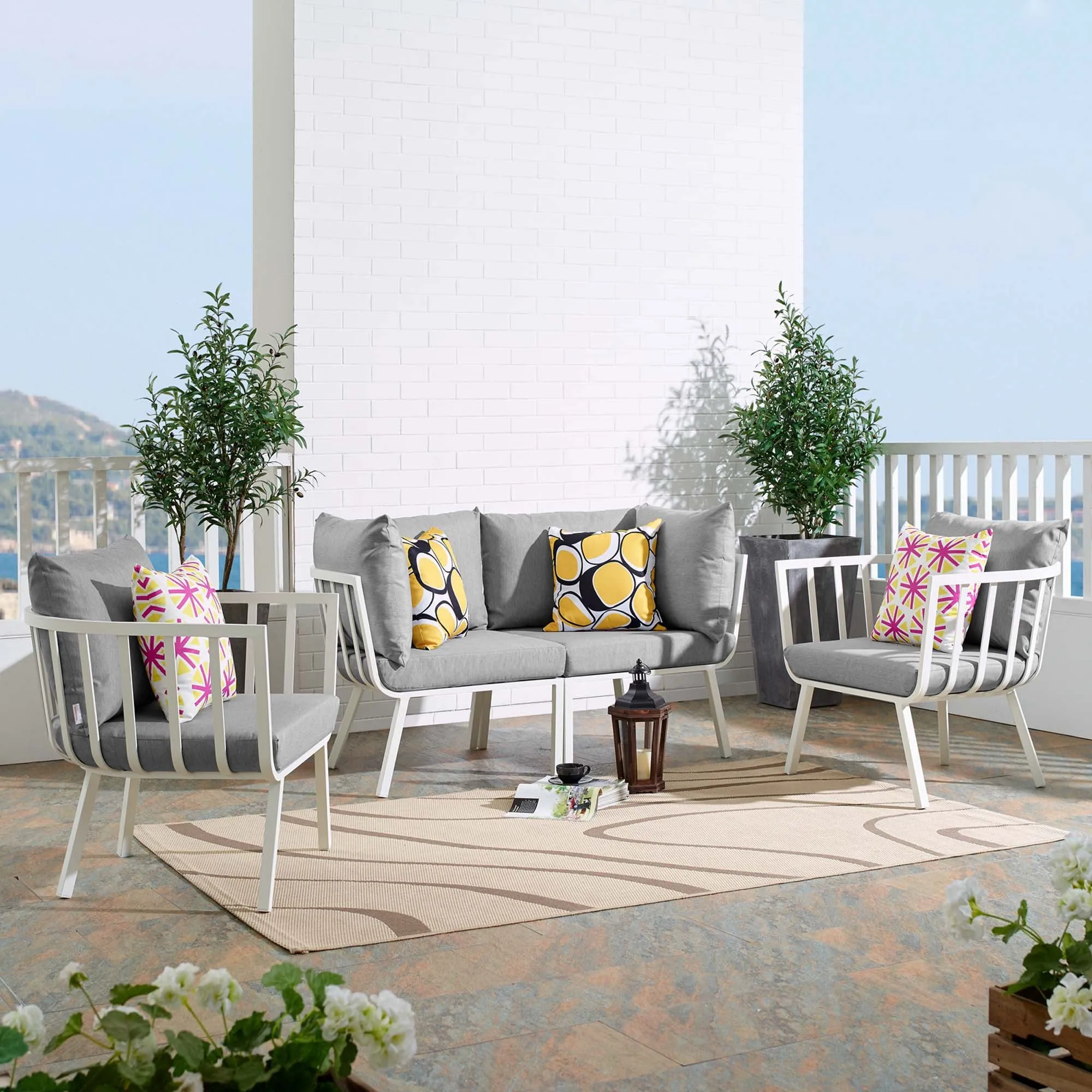 Riverside 4 Piece Outdoor Patio Aluminum Set by Modway