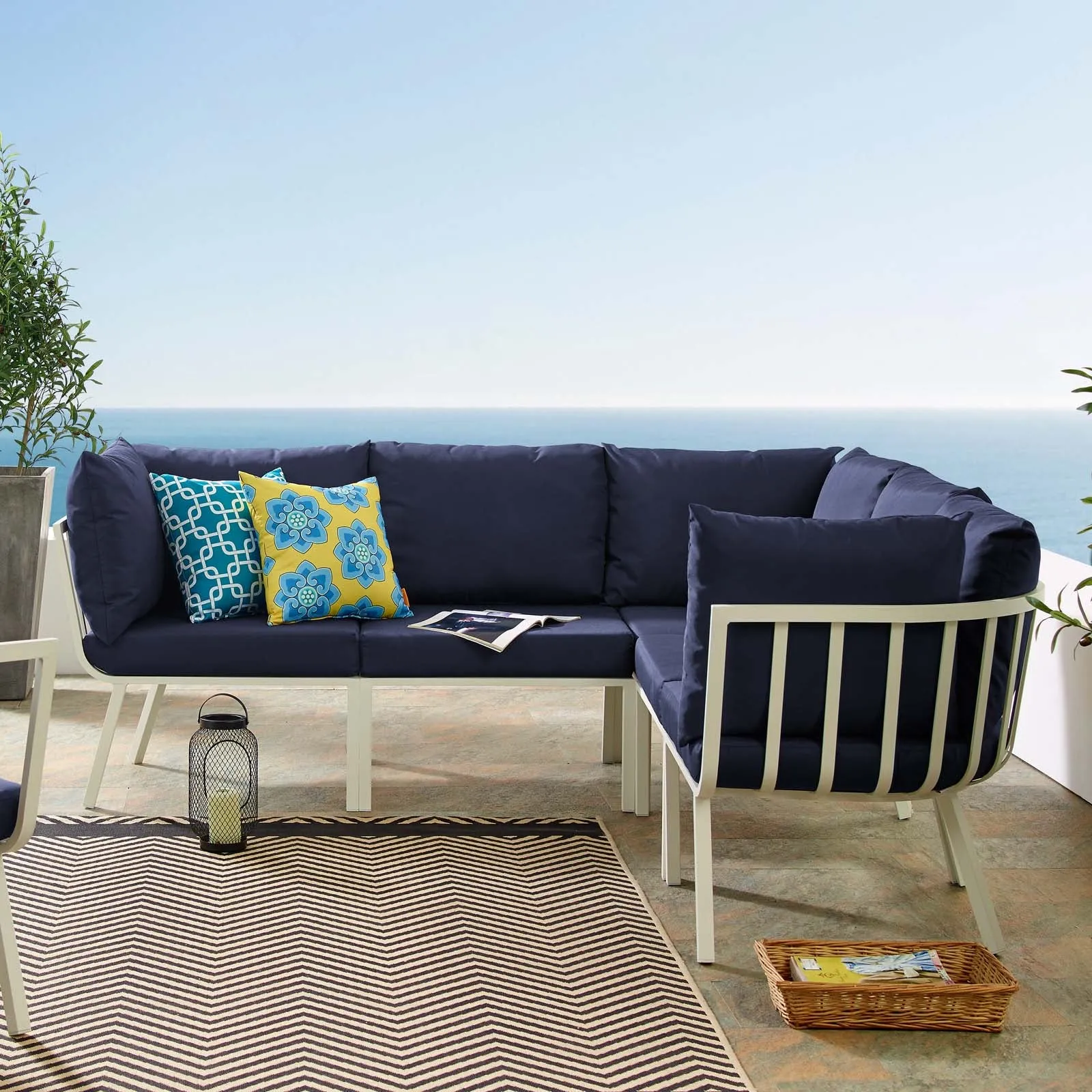 Riverside 5 Piece Outdoor Patio Aluminum Sectional by Modway