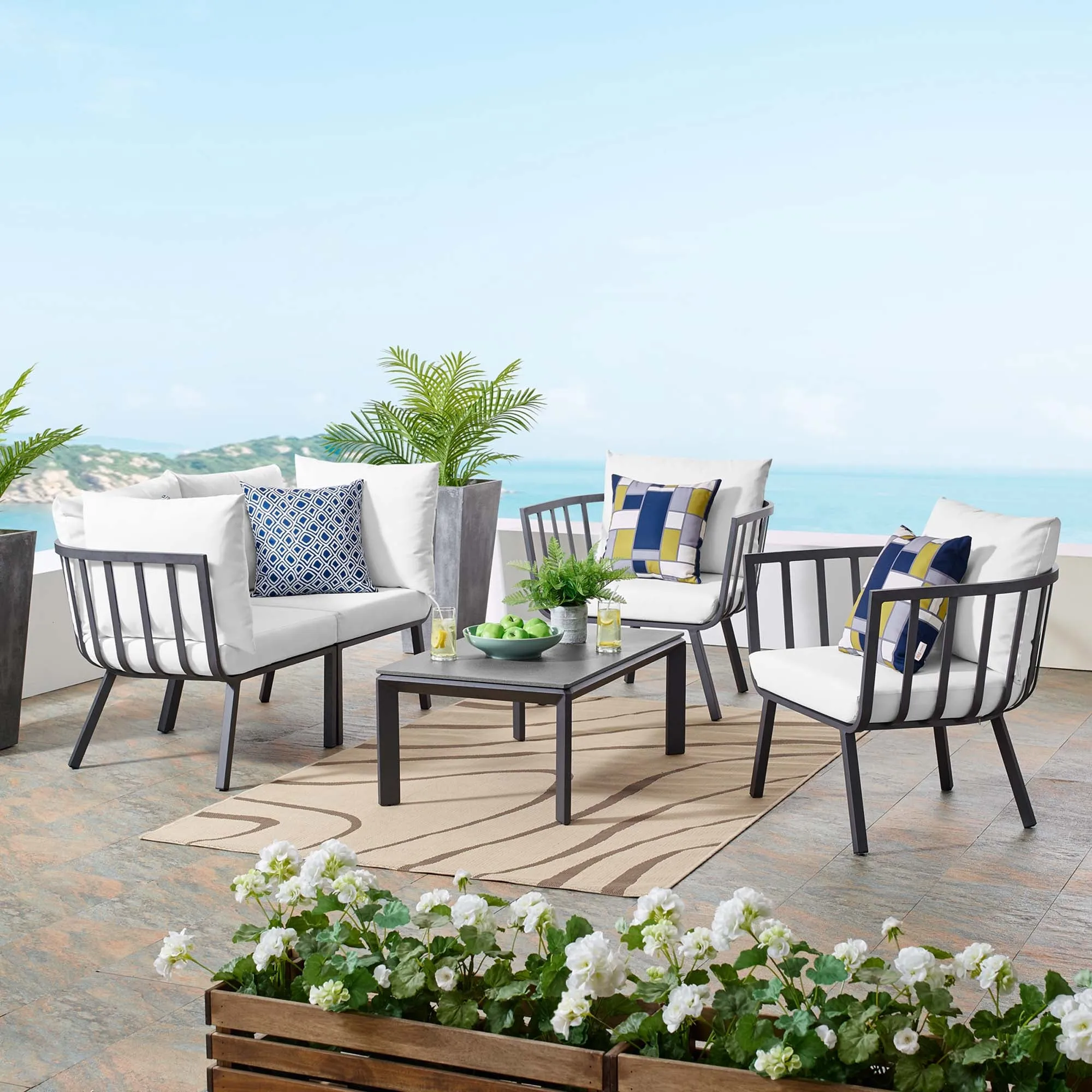 Riverside 5 Piece Outdoor Patio Aluminum Set by Modway