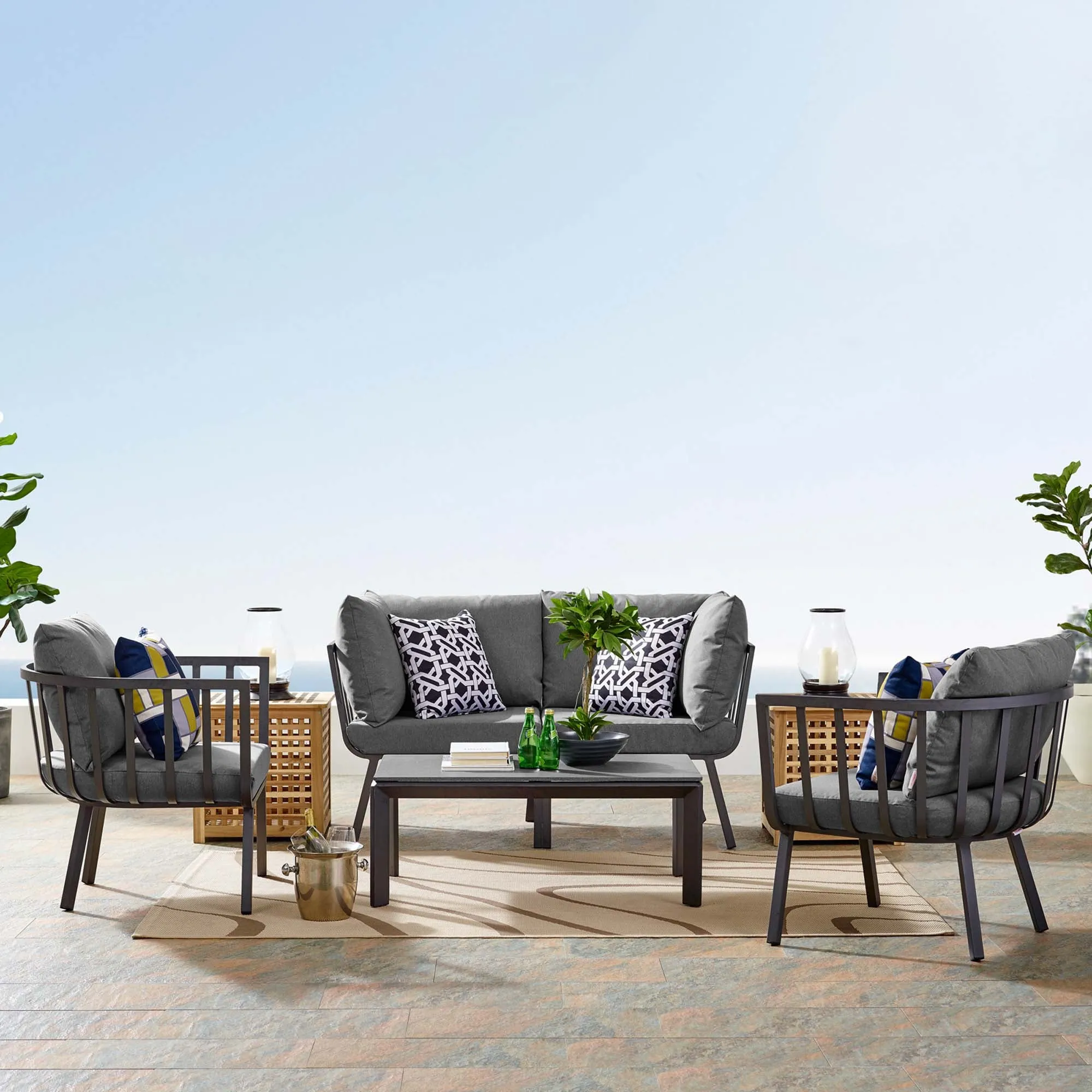 Riverside 5 Piece Outdoor Patio Aluminum Set by Modway