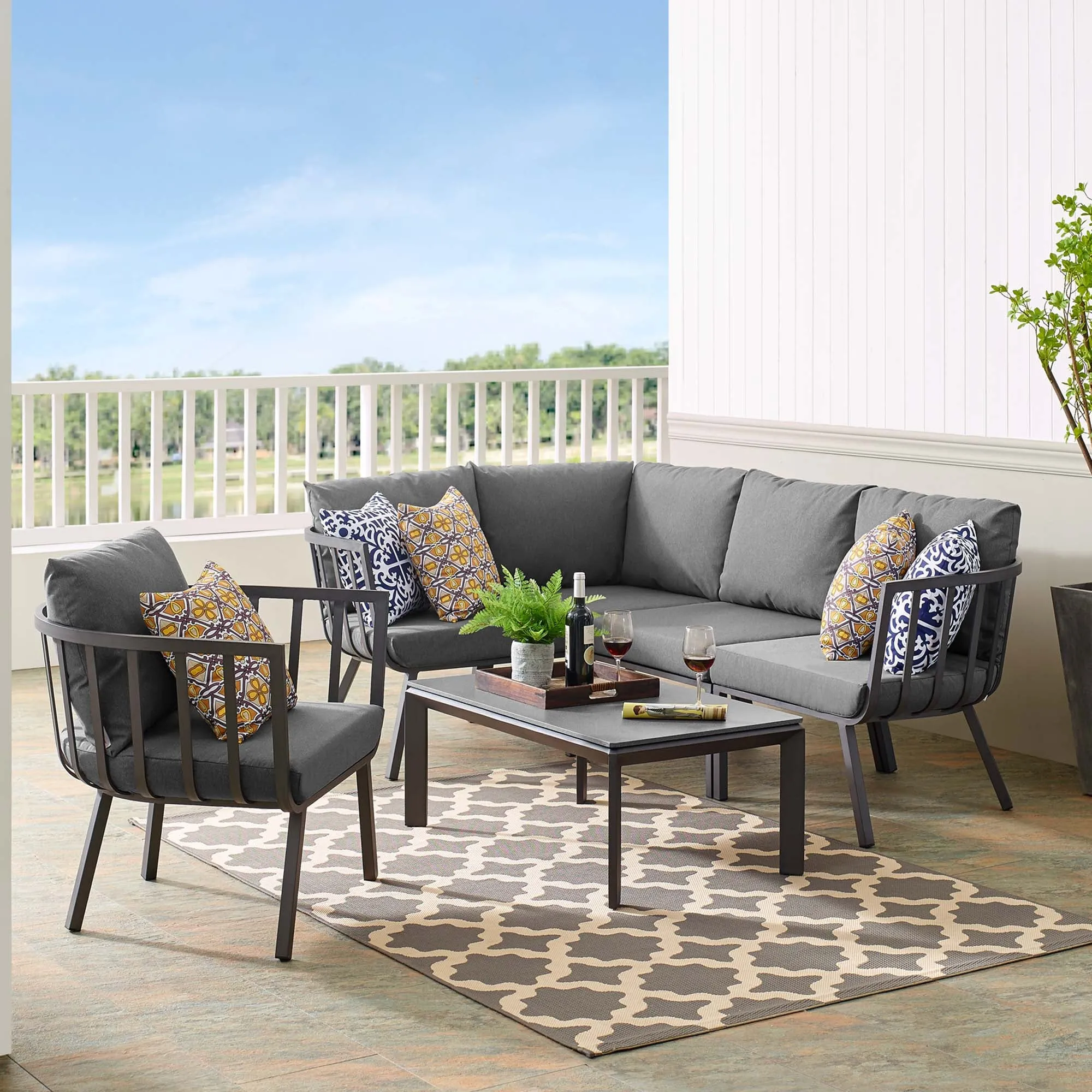 Riverside 6 Piece Outdoor Patio Aluminum Set by Modway