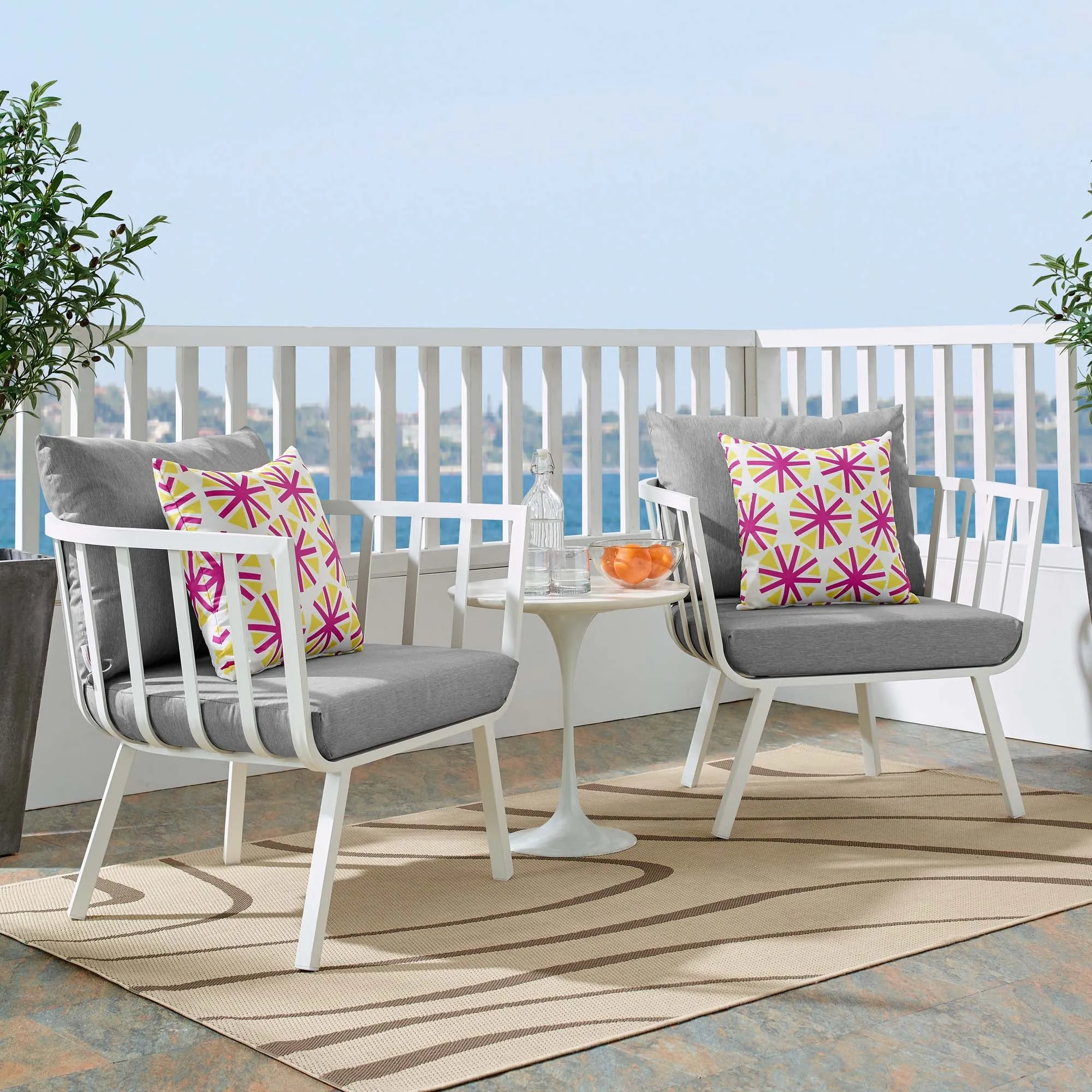 Riverside Outdoor Patio Aluminum Armchair Set of 2 by Modway