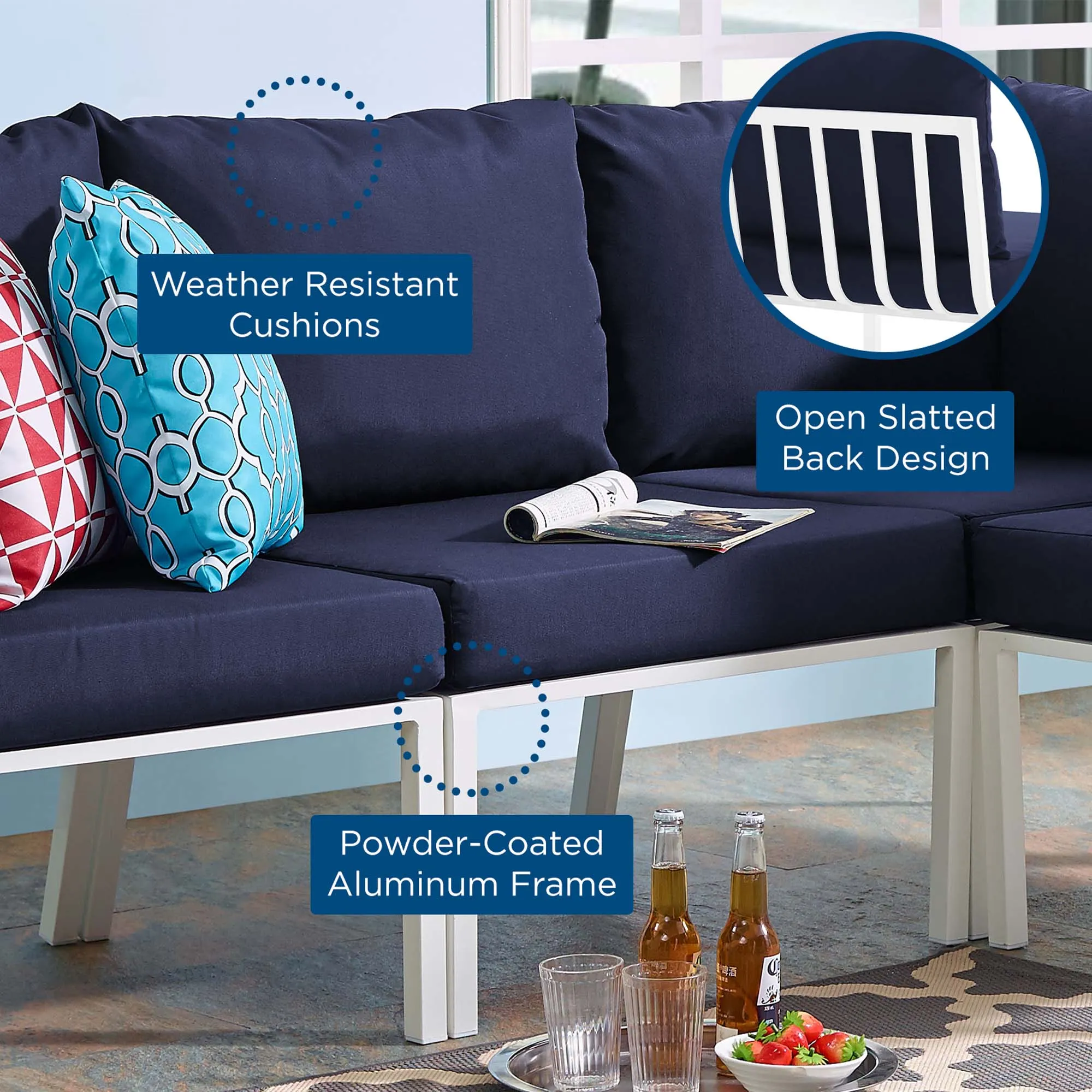 Riverside Outdoor Patio Aluminum Armless Chair by Modway