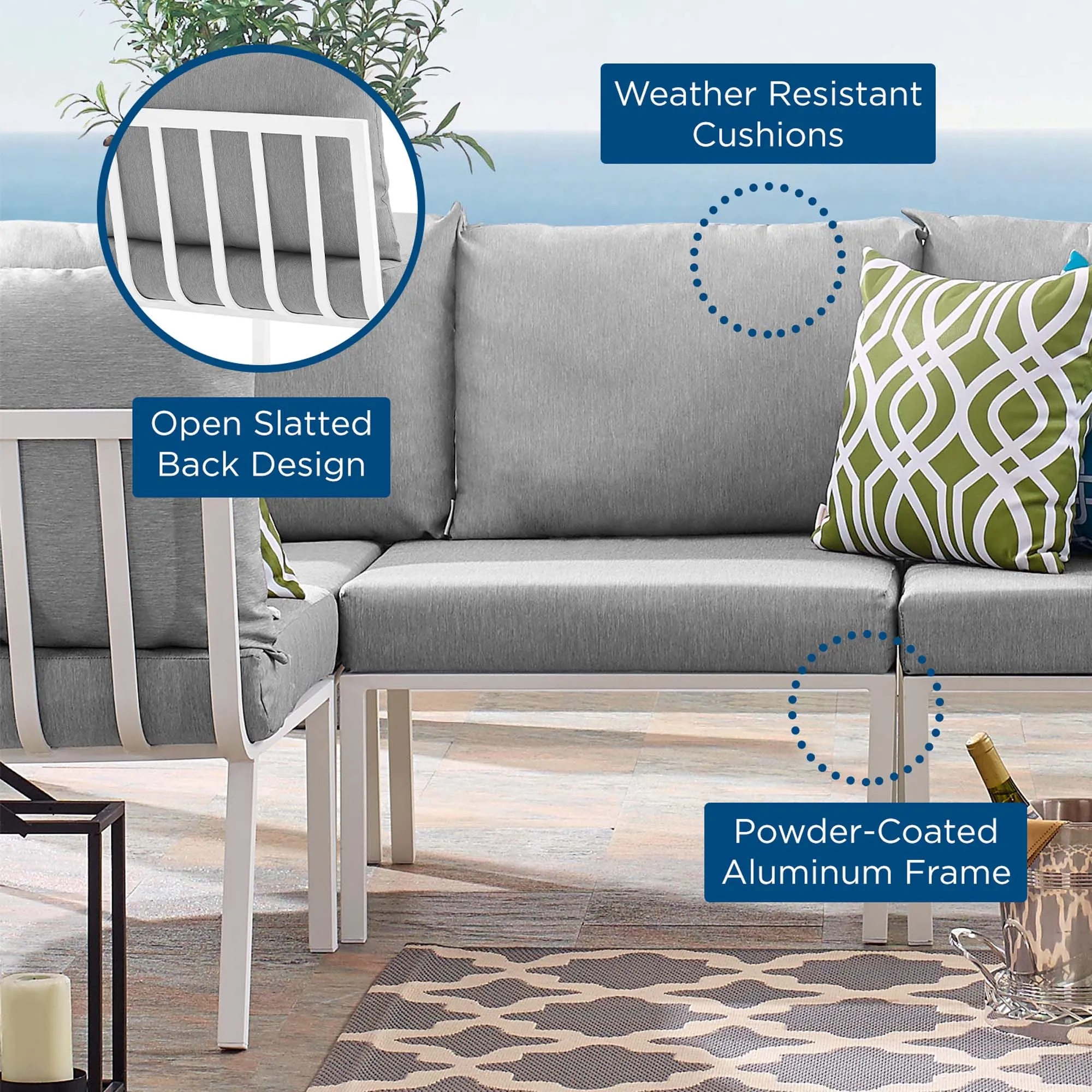Riverside Outdoor Patio Aluminum Armless Chair by Modway
