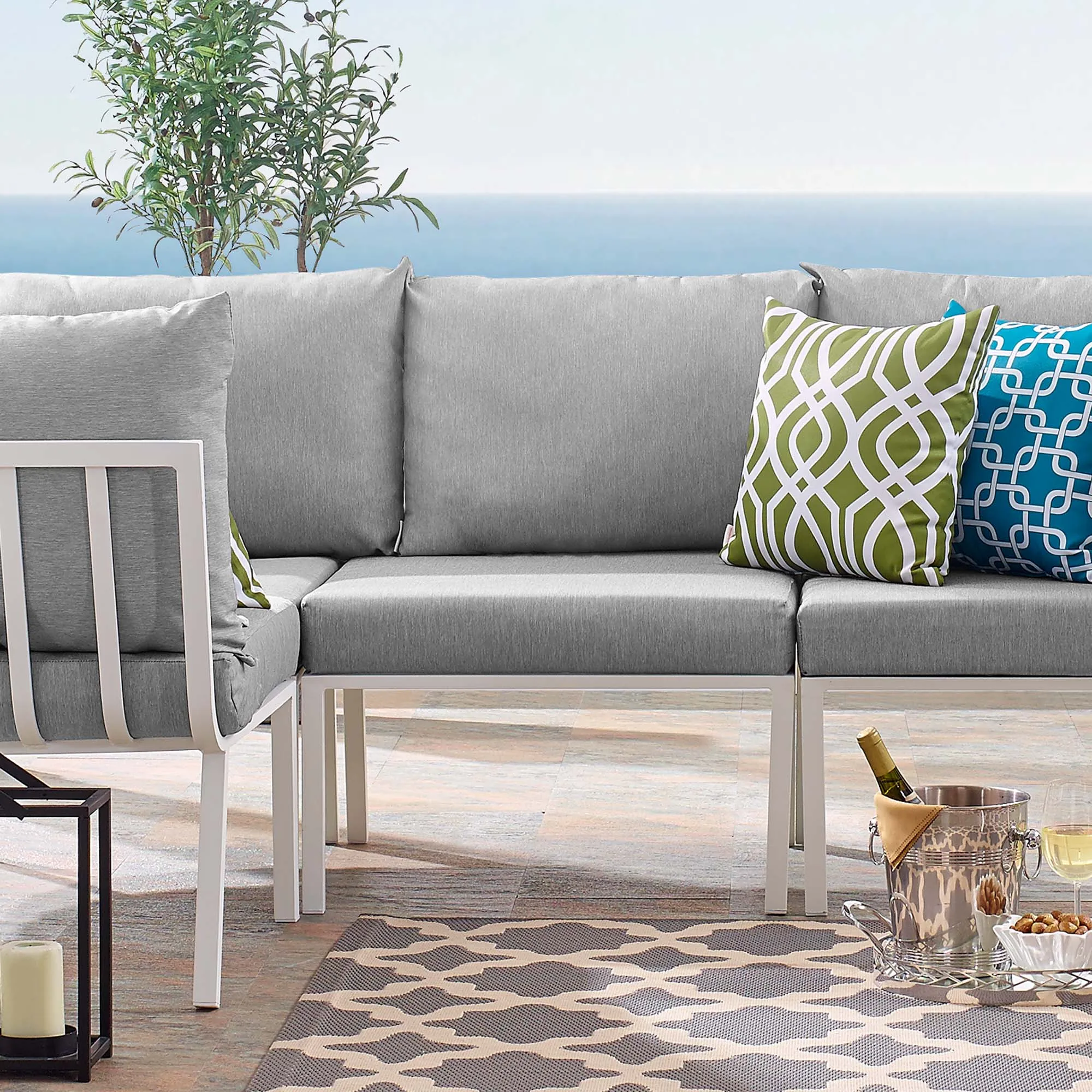 Riverside Outdoor Patio Aluminum Armless Chair by Modway